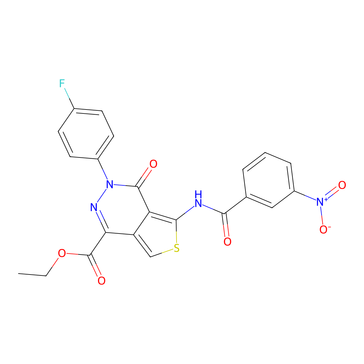 Ethyl 3-(4-fluorophenyl)-5-(3-nitrobenzamido)-4-oxo-3,4-dihydrothieno[3,4-d]pyridazine-1-carboxylate molecular structure, CAS 851949-48-9
