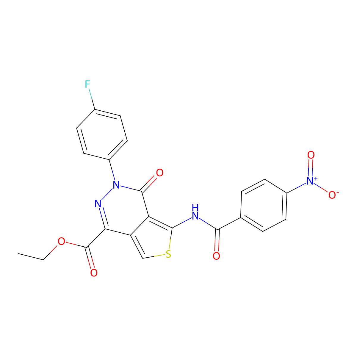 Ethyl 3-(4-fluorophenyl)-5-[(4-nitrobenzoyl)amino]-4-oxothieno[3,4-d]pyridazine-1-carboxylate molecular structure, CAS 851949-49-0