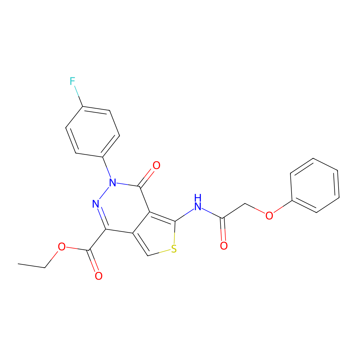 Ethyl 3-(4-fluorophenyl)-4-oxo-5-(2-phenoxyacetamido)-3,4-dihydrothieno[3,4-d]pyridazine-1-carboxylate molecular structure, CAS 851949-65-0