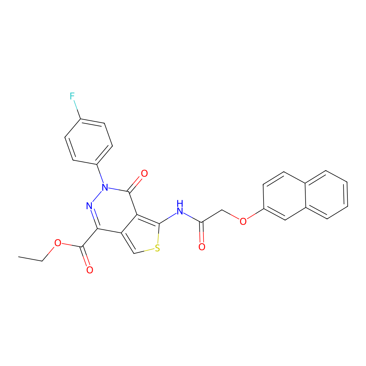 Ethyl 3-(4-fluorophenyl)-5-(2-(naphthalen-2-yloxy)acetamido)-4-oxo-3,4-dihydrothieno[3,4-d]pyridazine-1-carboxylate molecular structure, CAS 851949-69-4