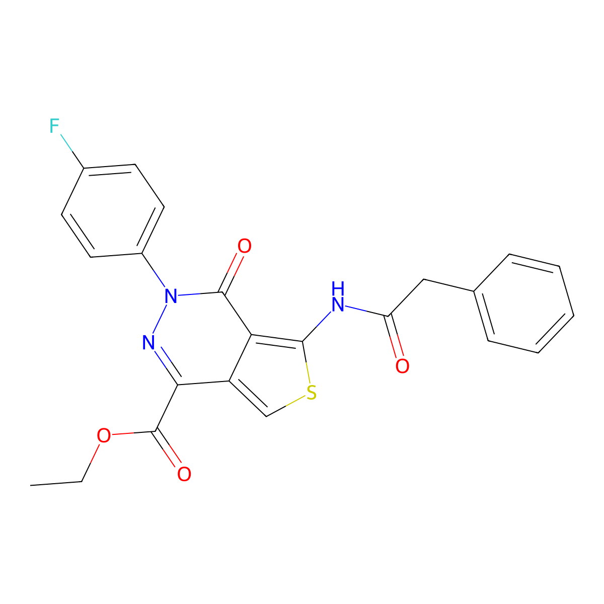 Ethyl 3-(4-fluorophenyl)-4-oxo-5-[(2-phenylacetyl)amino]thieno[3,4-d]pyridazine-1-carboxylate molecular structure, CAS 851949-71-8