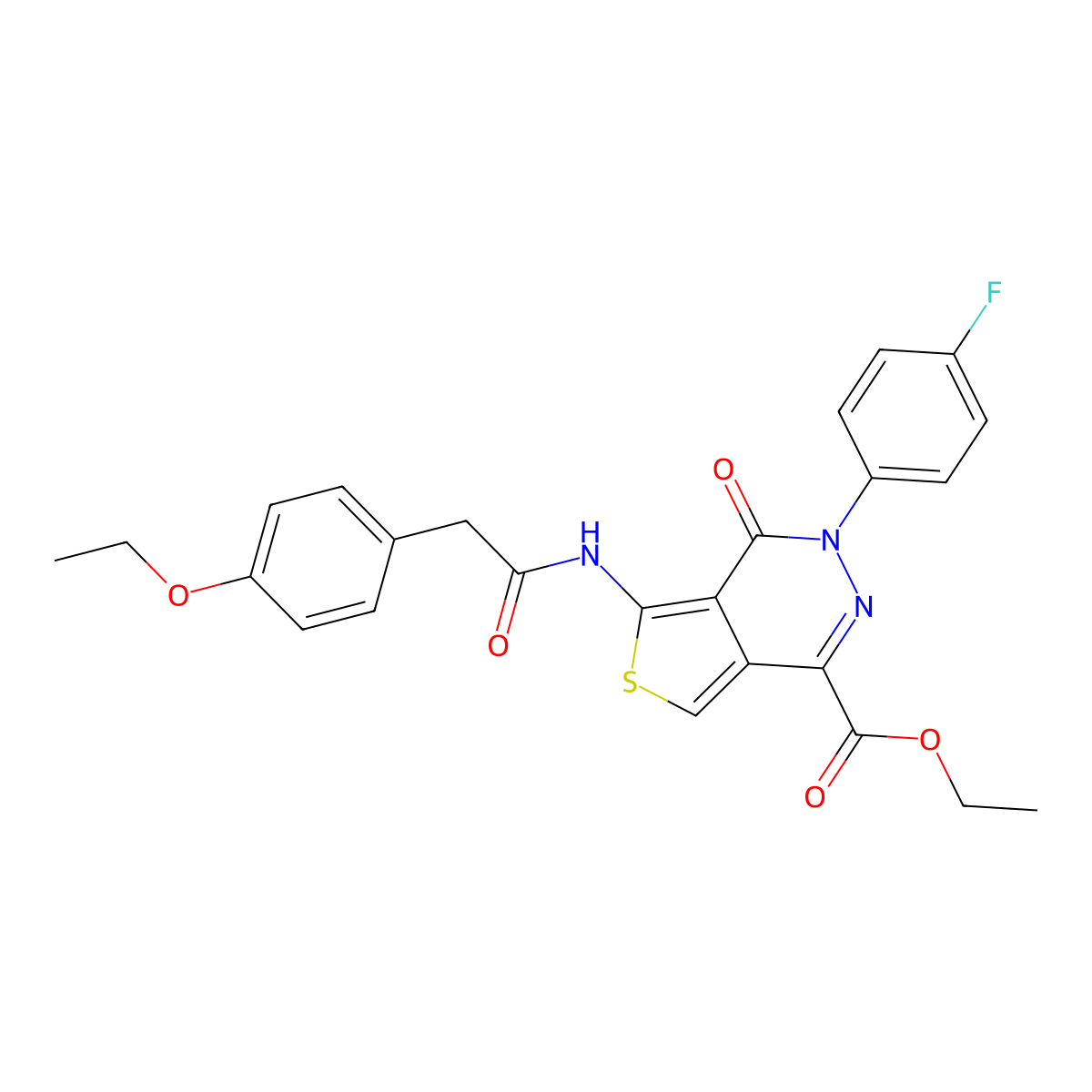 Ethyl 5-[[2-(4-ethoxyphenyl)acetyl]amino]-3-(4-fluorophenyl)-4-oxothieno[3,4-d]pyridazine-1-carboxylate molecular structure, CAS 851949-74-1