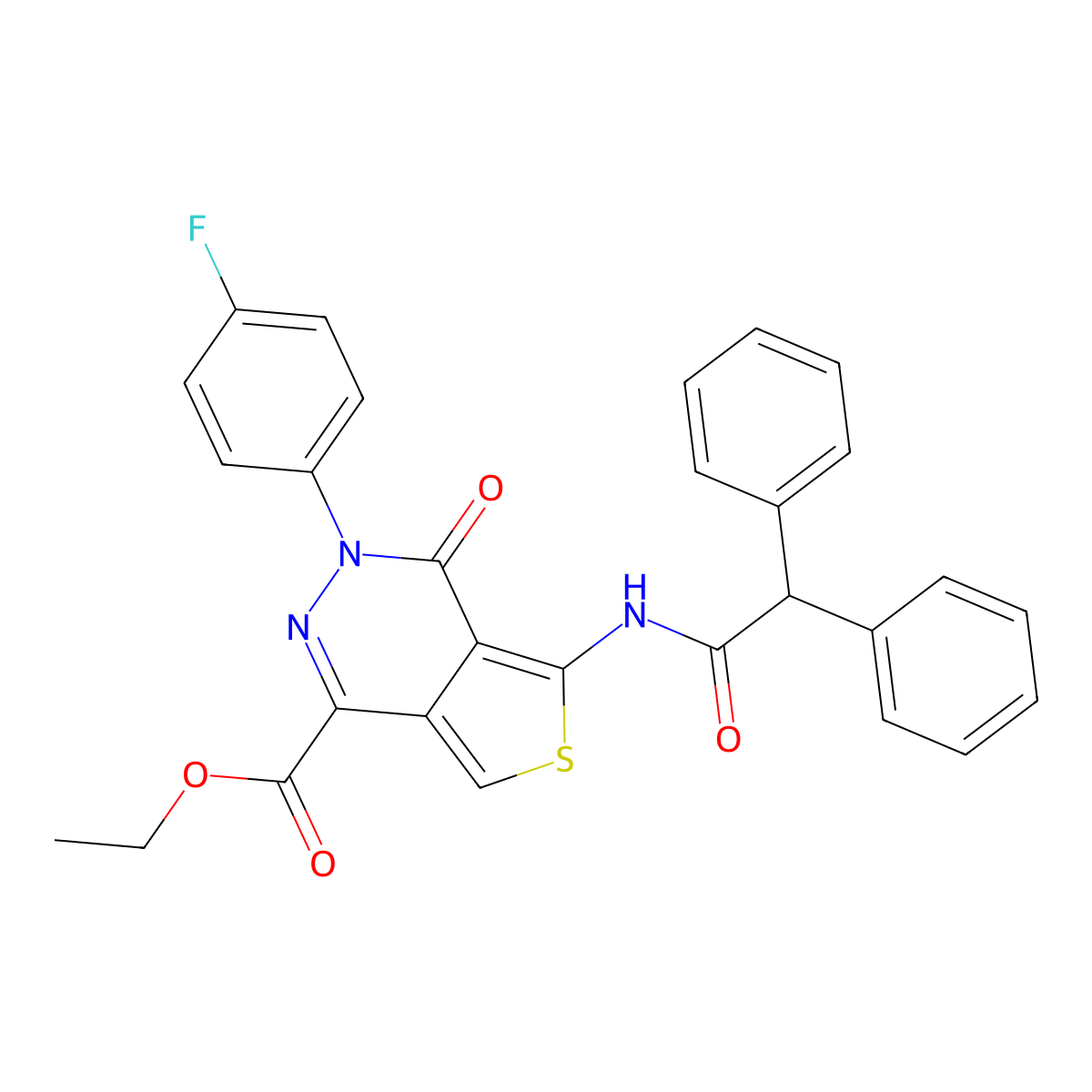 Ethyl 5-[(2,2-diphenylacetyl)amino]-3-(4-fluorophenyl)-4-oxothieno[3,4-d]pyridazine-1-carboxylate molecular structure, CAS 851949-80-9