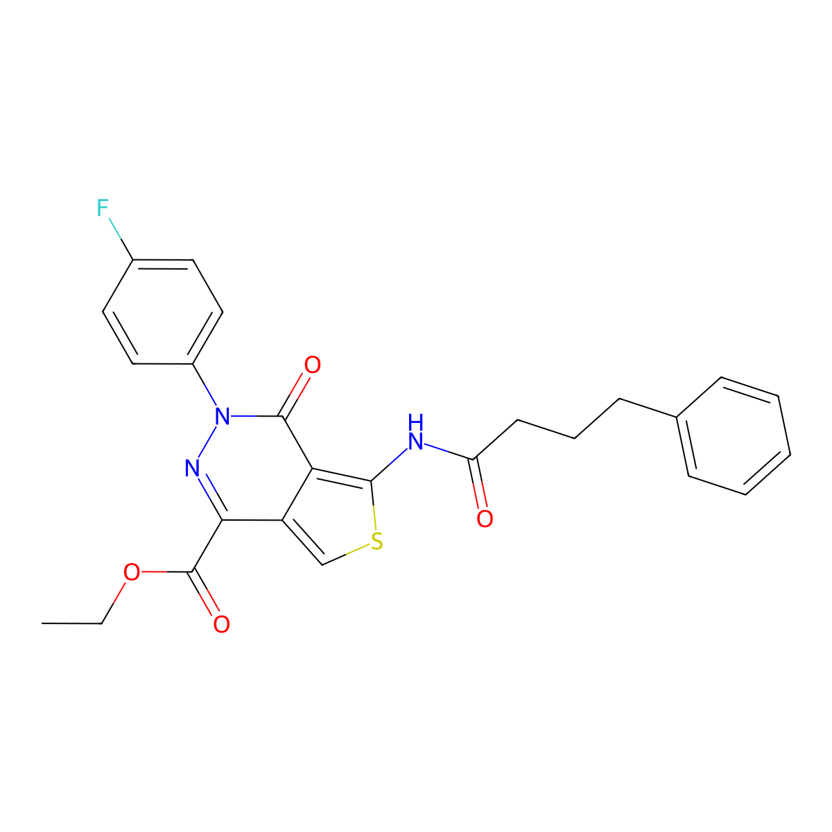 Ethyl 3-(4-fluorophenyl)-4-oxo-5-(4-phenylbutanoylamino)thieno[3,4-d]pyridazine-1-carboxylate molecular structure, CAS 851949-84-3
