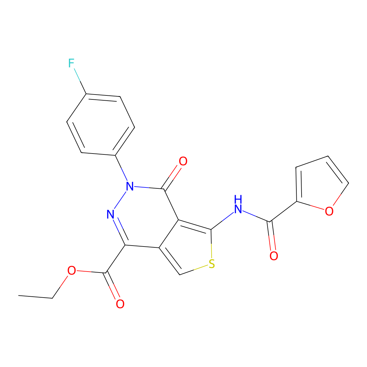 Ethyl 3-(4-fluorophenyl)-5-(furan-2-carboxamido)-4-oxo-3,4-dihydrothieno[3,4-d]pyridazine-1-carboxylate molecular structure, CAS 851949-90-1