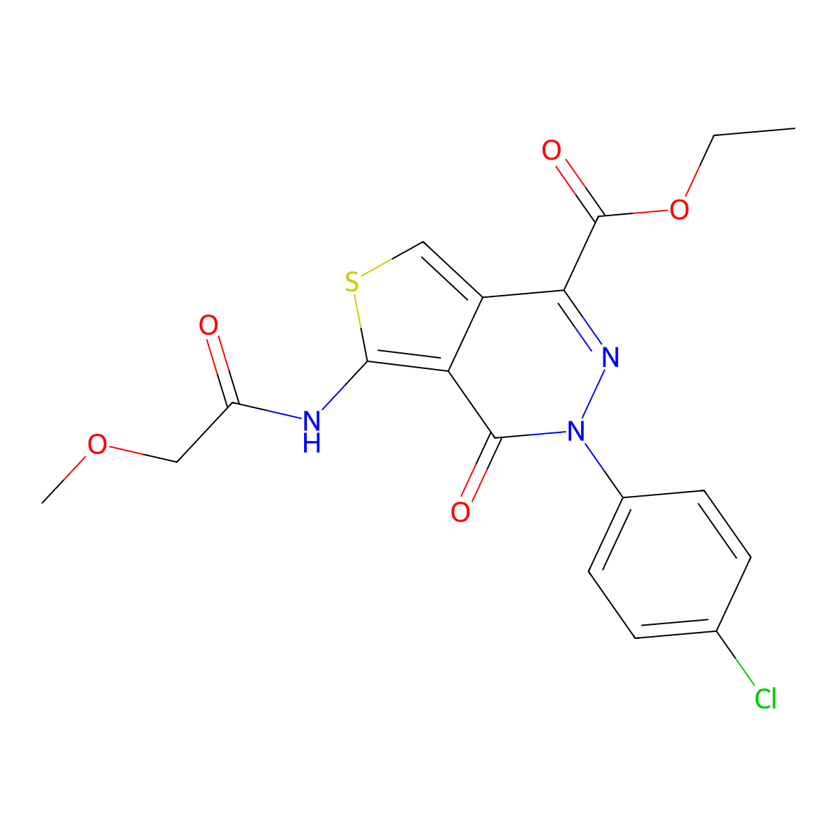 Ethyl 3-(4-chlorophenyl)-5-[(2-methoxyacetyl)amino]-4-oxothieno[3,4-d]pyridazine-1-carboxylate molecular structure, CAS 851950-13-5
