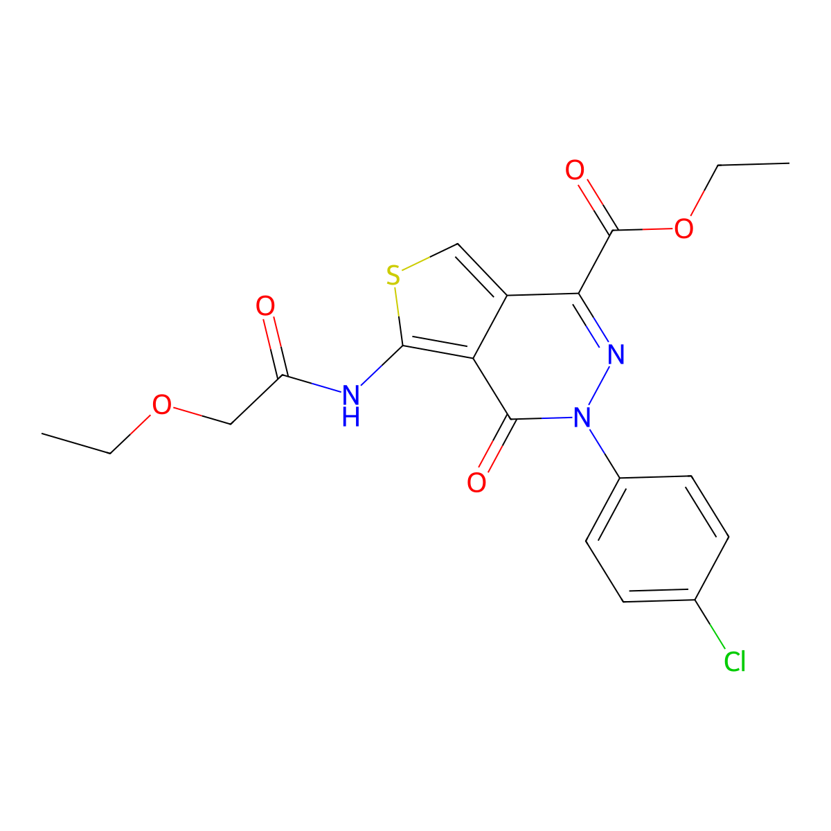 Ethyl 3-(4-chlorophenyl)-5-(2-ethoxyacetamido)-4-oxo-3,4-dihydrothieno[3,4-d]pyridazine-1-carboxylate molecular structure, CAS 851950-14-6