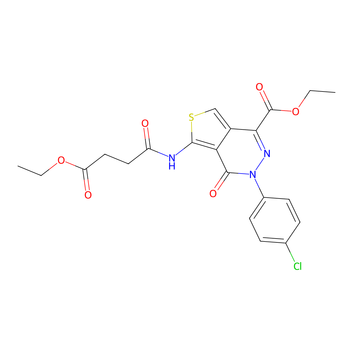 Ethyl 3-(4-chlorophenyl)-5-(4-ethoxy-4-oxobutanamido)-4-oxo-3,4-dihydrothieno[3,4-d]pyridazine-1-carboxylate molecular structure, CAS 851950-15-7