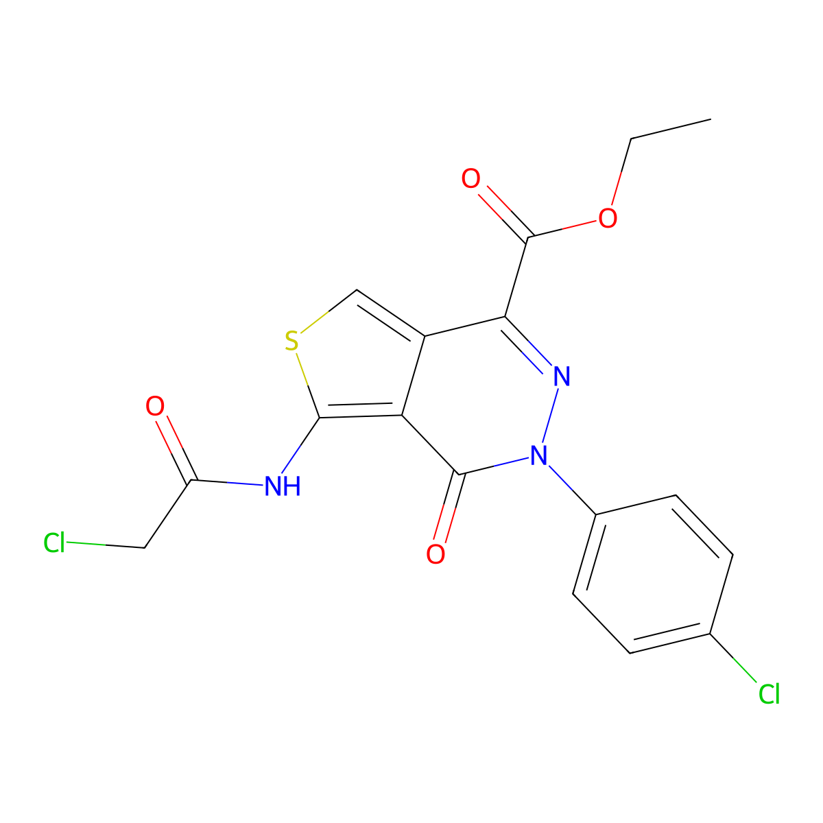 Ethyl 5-[(2-chloroacetyl)amino]-3-(4-chlorophenyl)-4-oxothieno[3,4-d]pyridazine-1-carboxylate molecular structure, CAS 851950-16-8