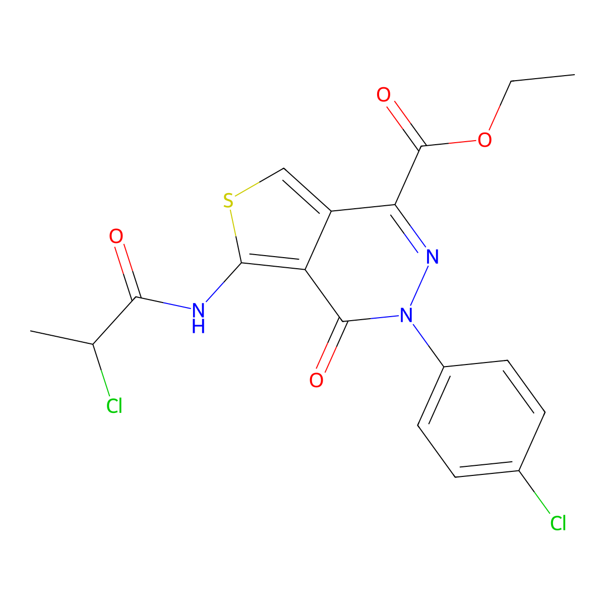 Ethyl 3-(4-chlorophenyl)-5-(2-chloropropanoylamino)-4-oxothieno[3,4-d]pyridazine-1-carboxylate molecular structure, CAS 851950-19-1