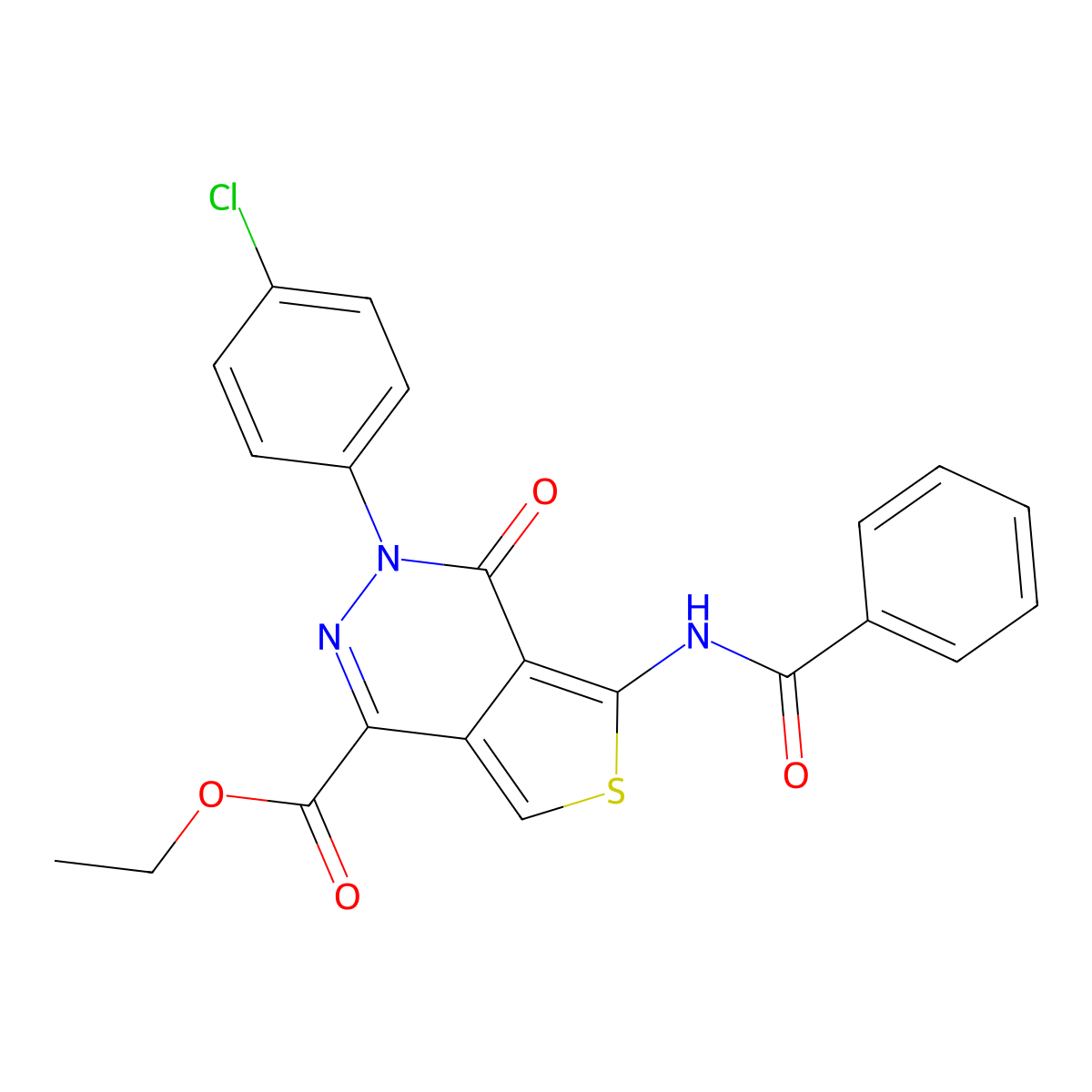 Ethyl 5-benzamido-3-(4-chlorophenyl)-4-oxo-3,4-dihydrothieno[3,4-d]pyridazine-1-carboxylate molecular structure, CAS 851950-20-4
