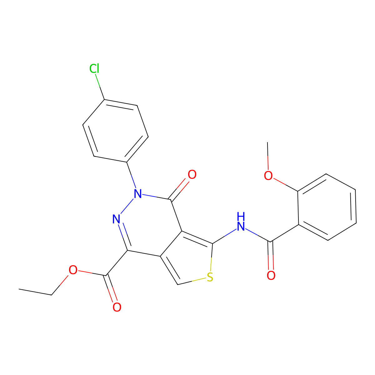 Ethyl 3-(4-chlorophenyl)-5-[(2-methoxybenzoyl)amino]-4-oxothieno[3,4-d]pyridazine-1-carboxylate molecular structure, CAS 851950-26-0