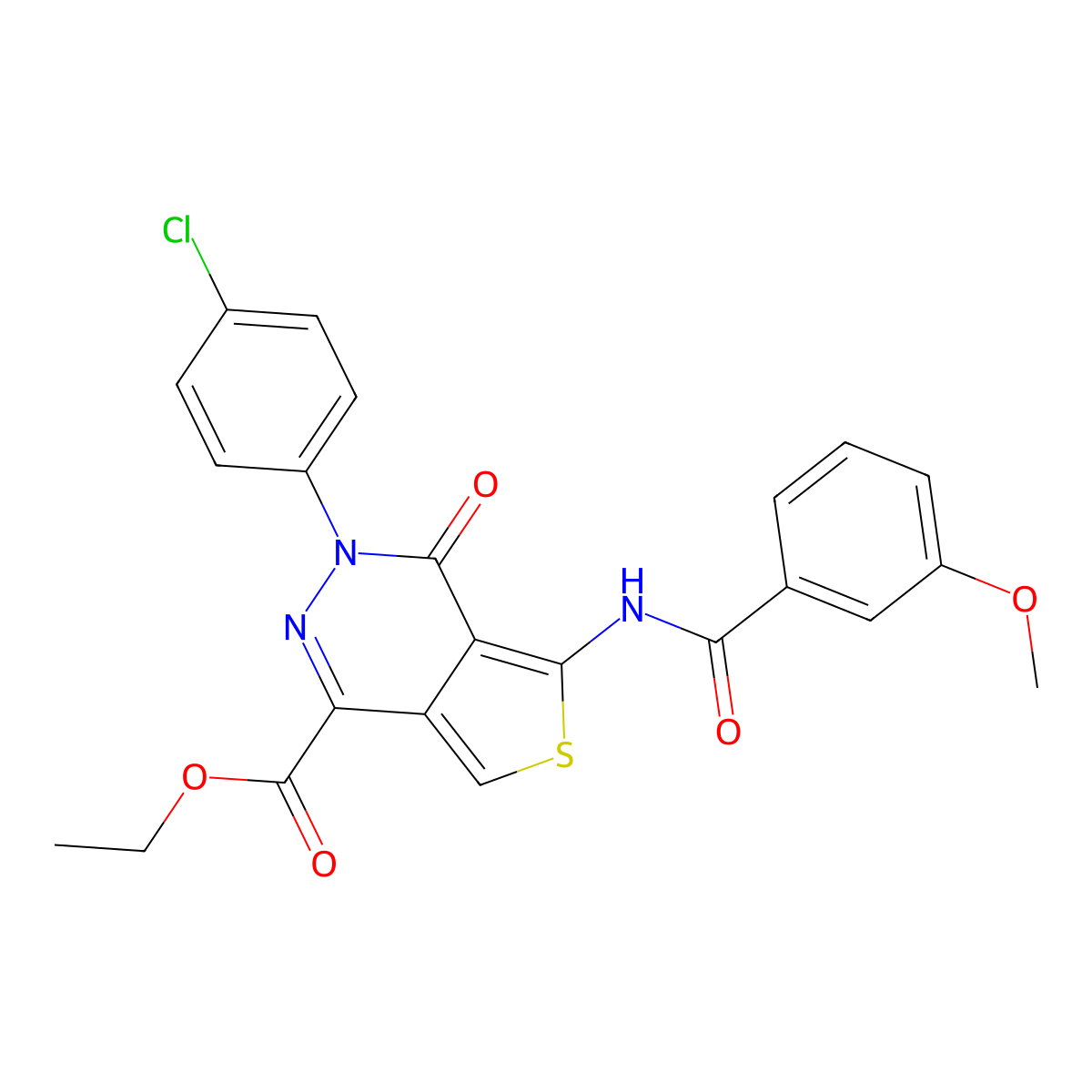 Ethyl 3-(4-chlorophenyl)-5-(3-methoxybenzamido)-4-oxo-3,4-dihydrothieno[3,4-d]pyridazine-1-carboxylate molecular structure, CAS 851950-27-1