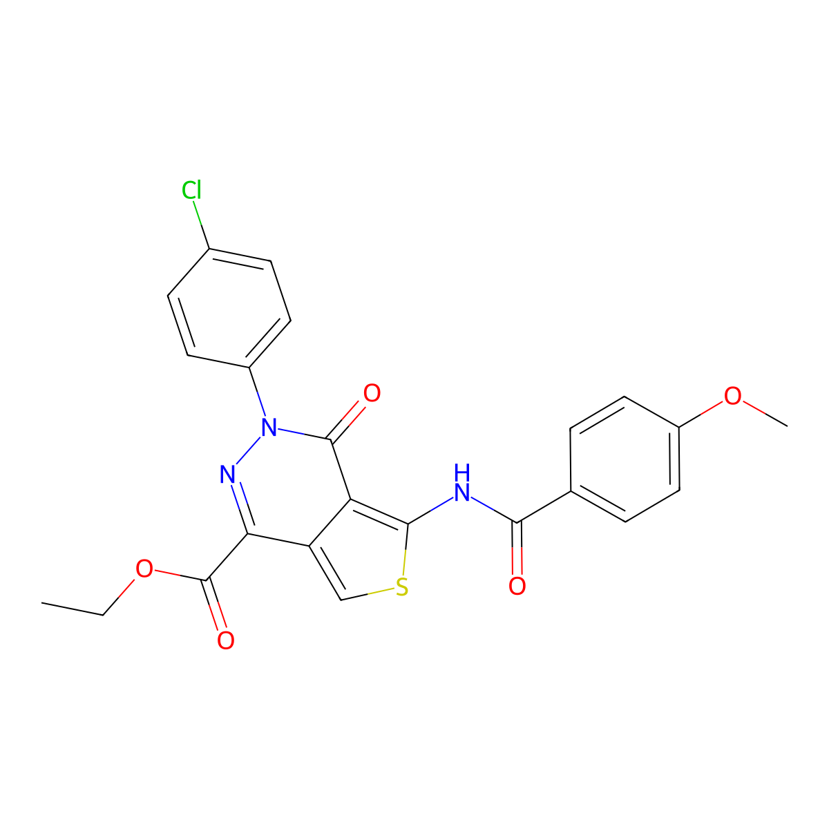 Ethyl 3-(4-chlorophenyl)-5-[(4-methoxybenzoyl)amino]-4-oxothieno[3,4-d]pyridazine-1-carboxylate molecular structure, CAS 851950-28-2