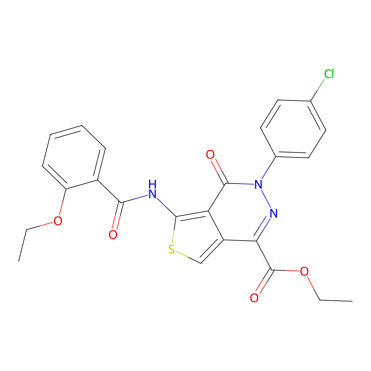 Ethyl 3-(4-chlorophenyl)-5-(2-ethoxybenzamido)-4-oxo-3,4-dihydrothieno[3,4-d]pyridazine-1-carboxylate molecular structure, CAS 851950-29-3