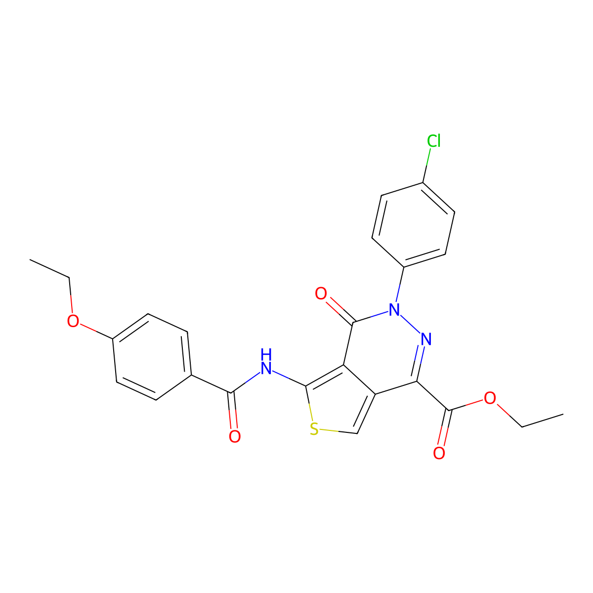 Ethyl 3-(4-chlorophenyl)-5-[(4-ethoxybenzoyl)amino]-4-oxothieno[3,4-d]pyridazine-1-carboxylate molecular structure, CAS 851950-30-6