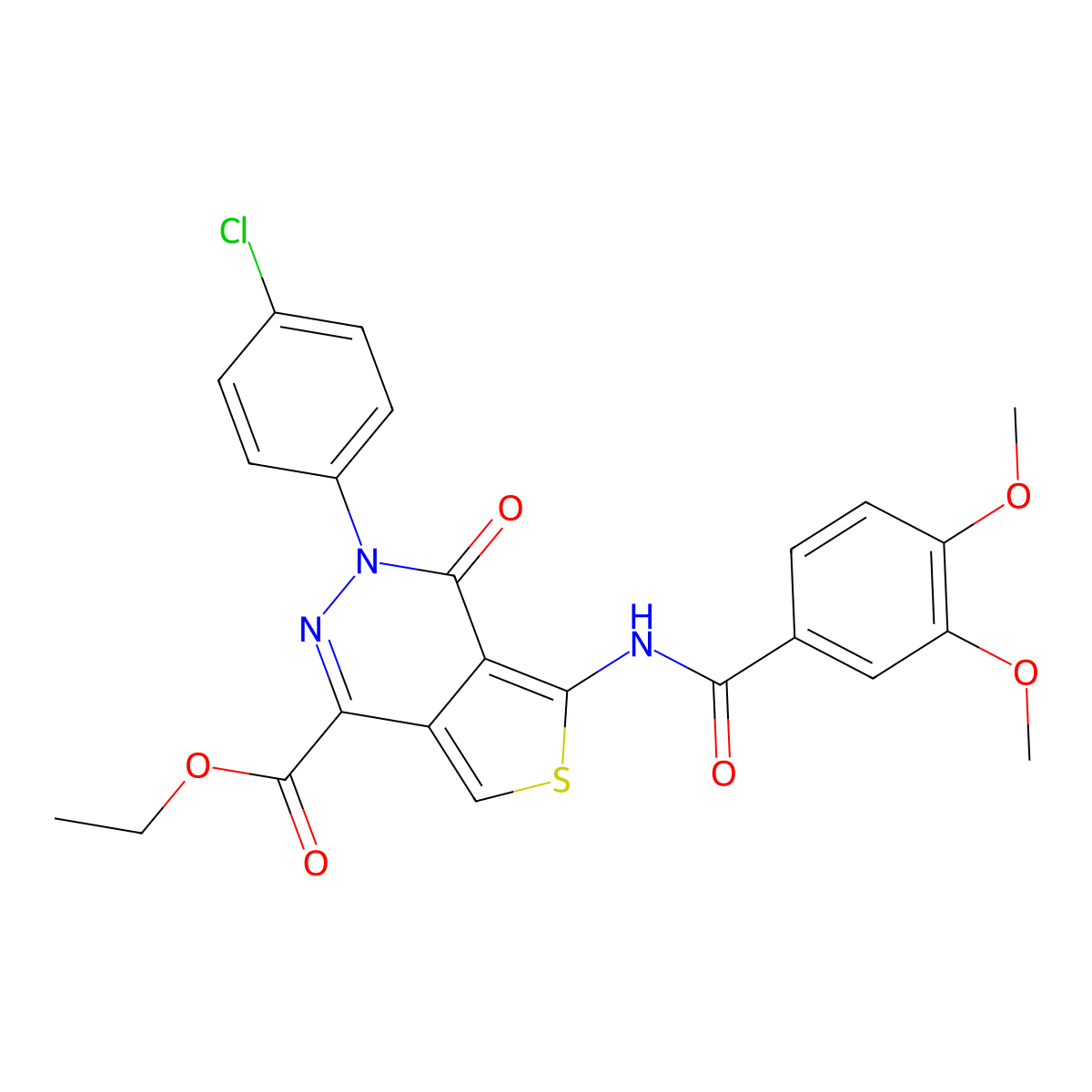 Ethyl 3-(4-chlorophenyl)-5-[(3,4-dimethoxybenzoyl)amino]-4-oxothieno[3,4-d]pyridazine-1-carboxylate molecular structure, CAS 851950-32-8