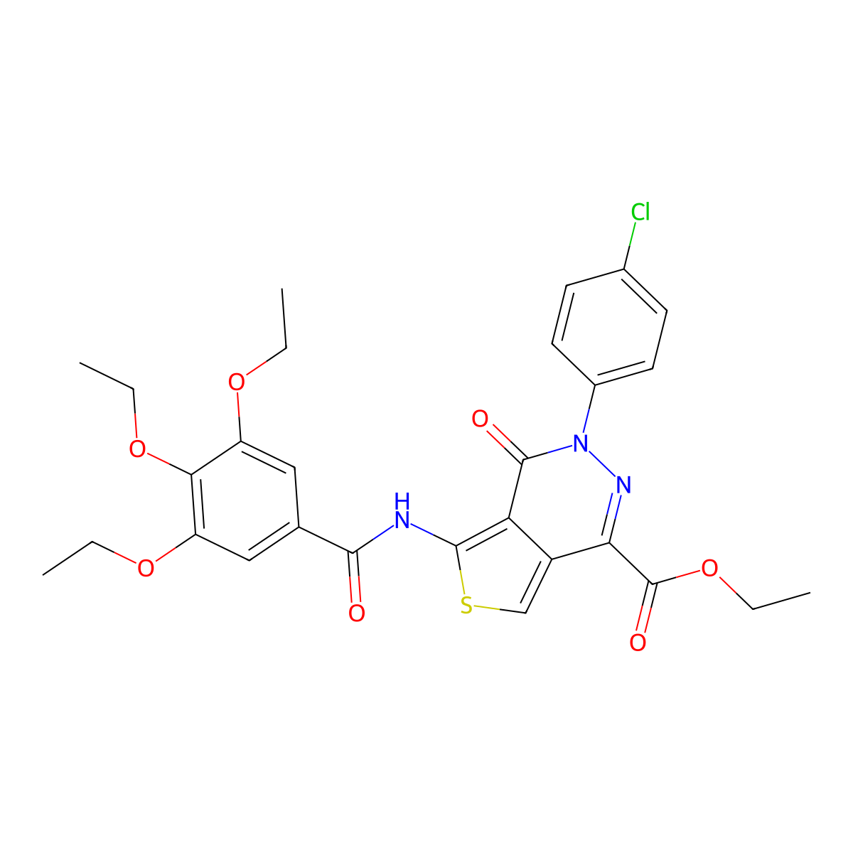 Ethyl 3-(4-chlorophenyl)-4-oxo-5-[(3,4,5-triethoxybenzoyl)amino]thieno[3,4-d]pyridazine-1-carboxylate molecular structure, CAS 851950-38-4