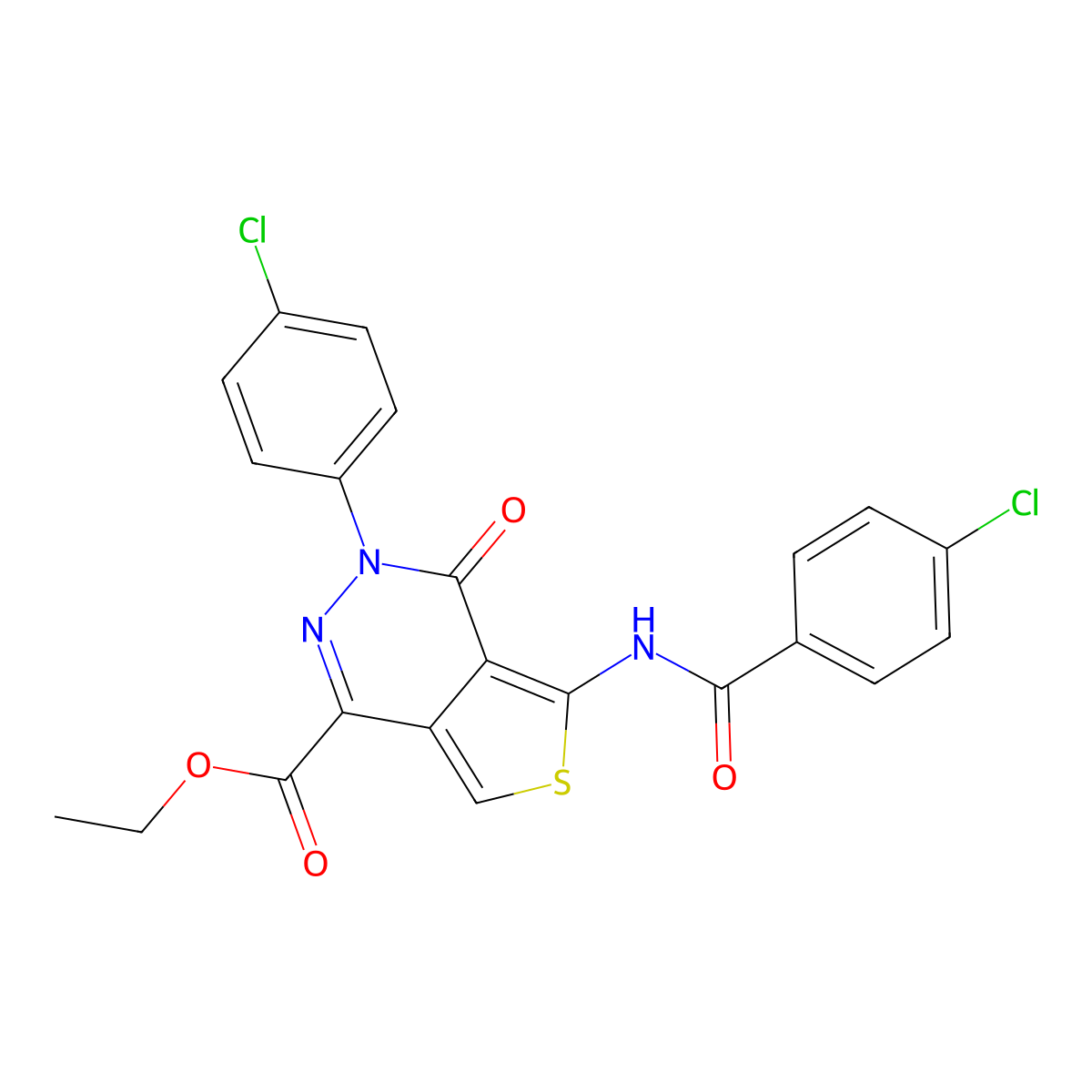 Ethyl 5-[(4-chlorobenzoyl)amino]-3-(4-chlorophenyl)-4-oxothieno[3,4-d]pyridazine-1-carboxylate molecular structure, CAS 851950-44-2