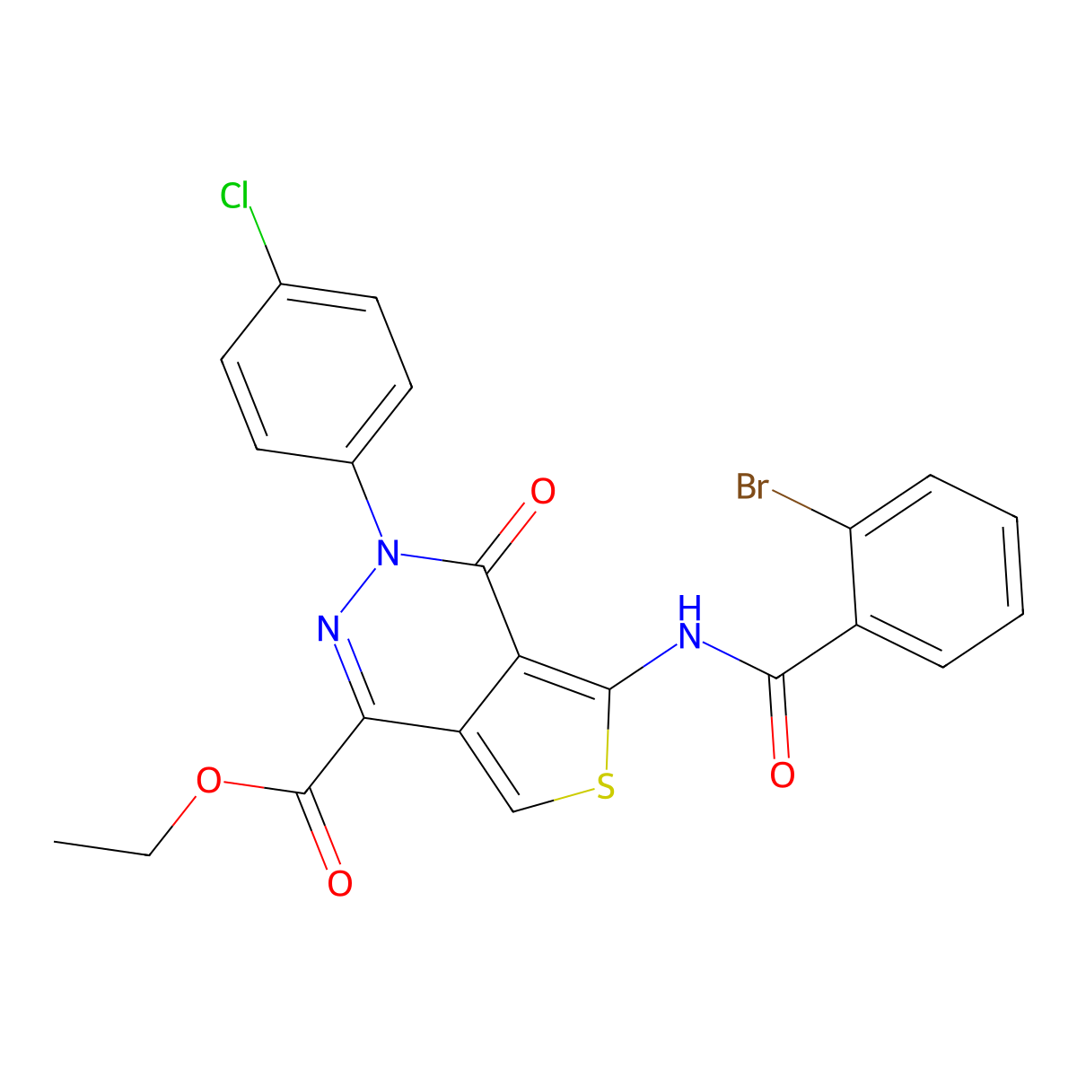 Ethyl 5-(2-bromobenzamido)-3-(4-chlorophenyl)-4-oxo-3,4-dihydrothieno[3,4-d]pyridazine-1-carboxylate molecular structure, CAS 851950-45-3