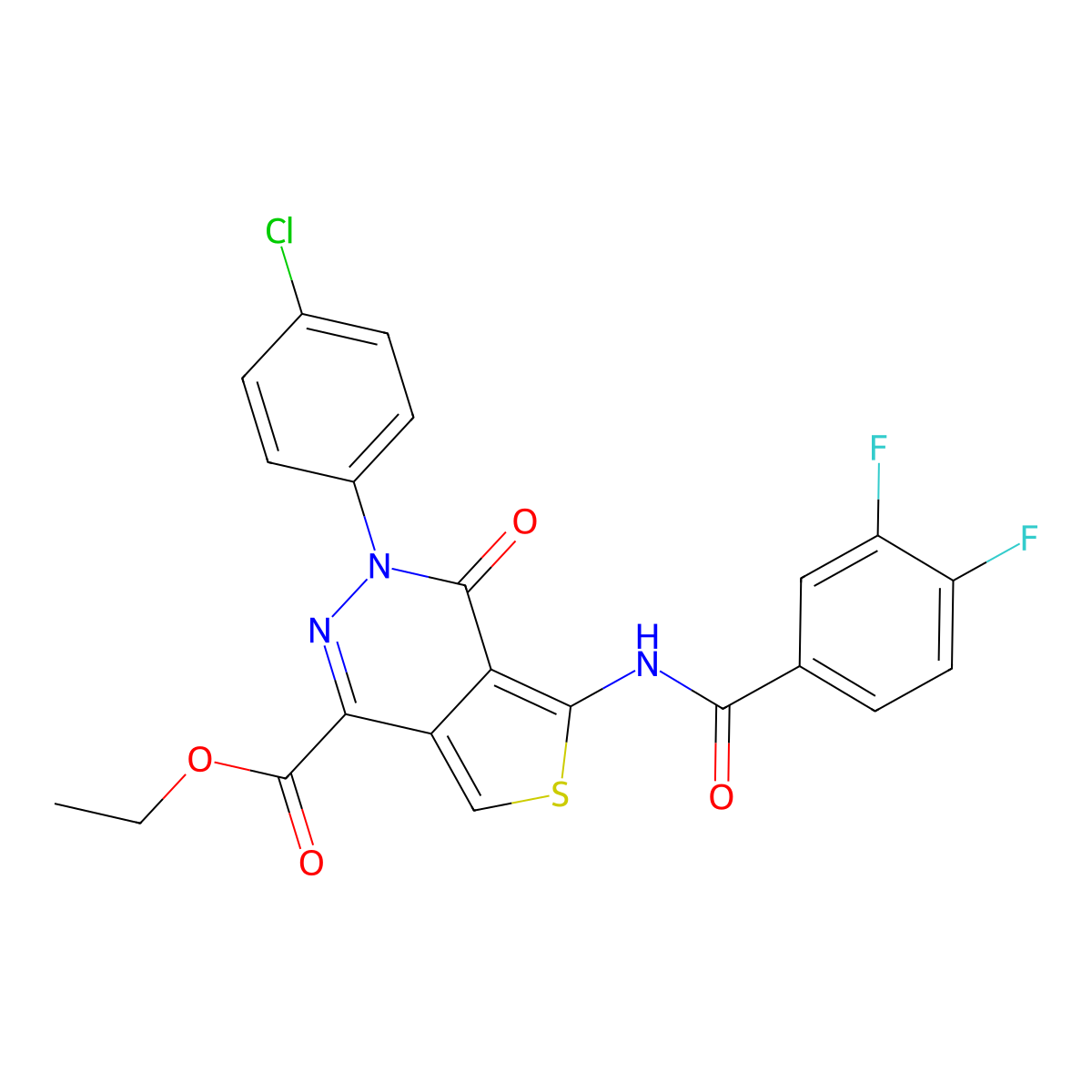 Ethyl 3-(4-chlorophenyl)-5-(3,4-difluorobenzamido)-4-oxo-3,4-dihydrothieno[3,4-d]pyridazine-1-carboxylate molecular structure, CAS 851950-49-7