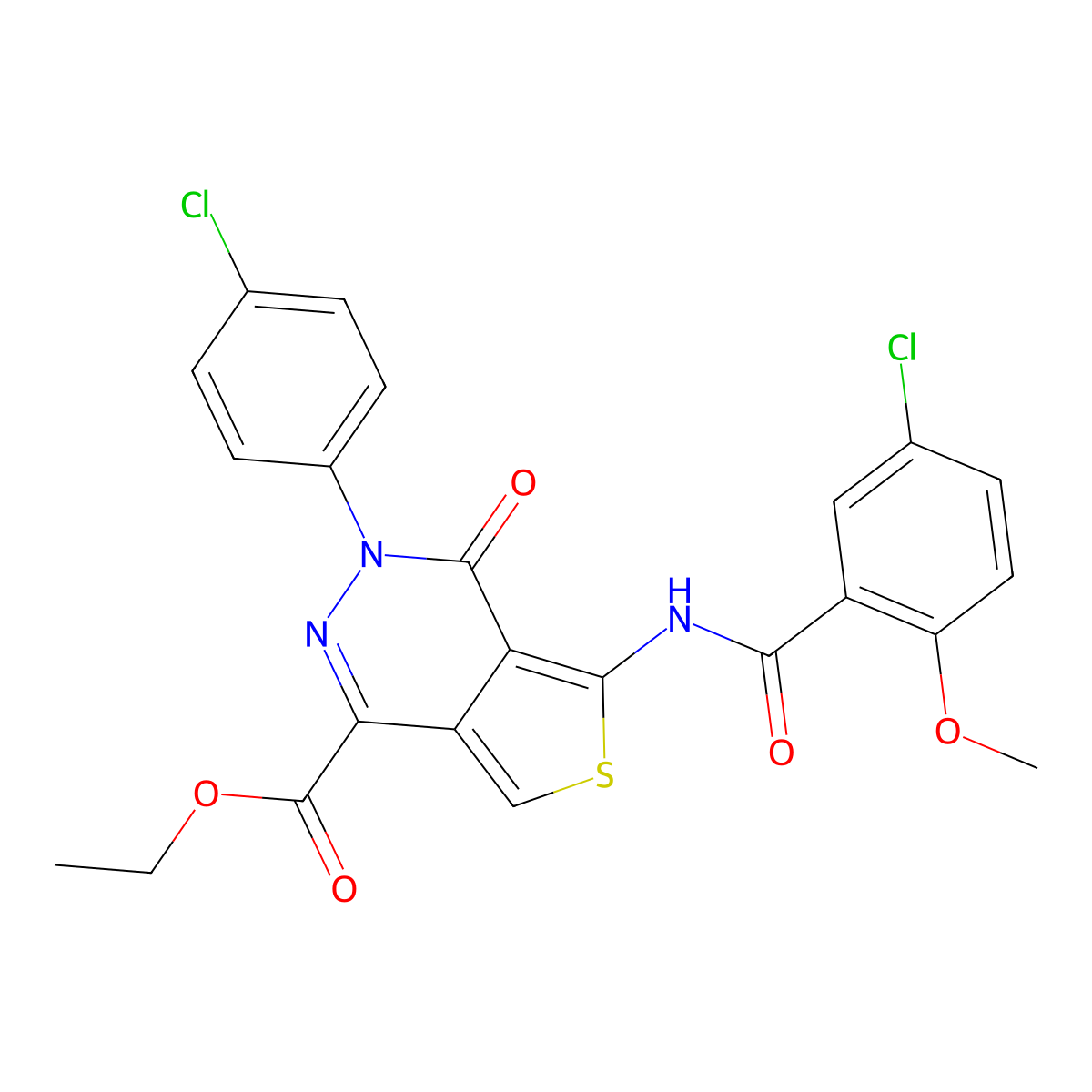 Ethyl 5-[(5-chloro-2-methoxybenzoyl)amino]-3-(4-chlorophenyl)-4-oxothieno[3,4-d]pyridazine-1-carboxylate molecular structure, CAS 851950-51-1