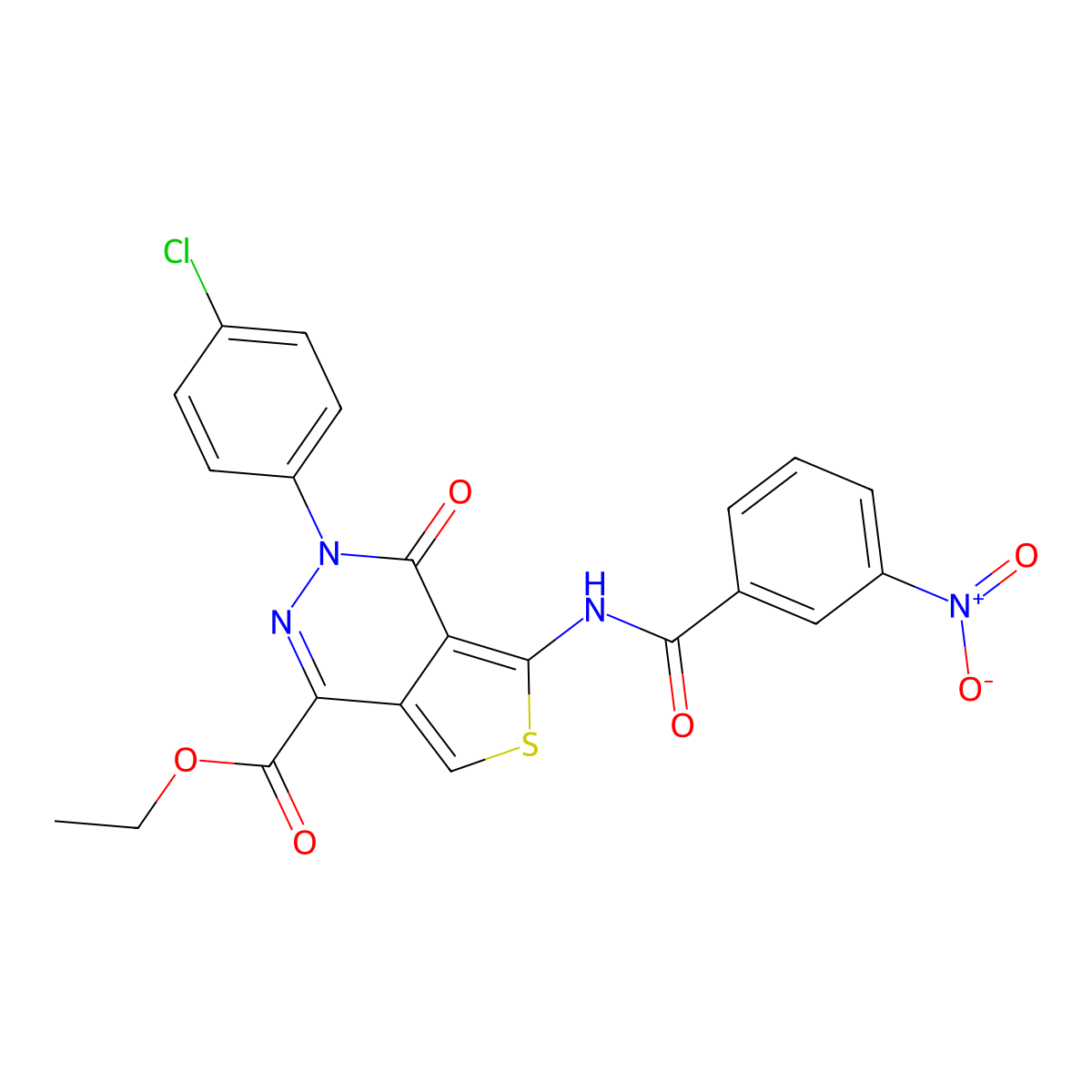 Ethyl 3-(4-chlorophenyl)-5-(3-nitrobenzamido)-4-oxo-3,4-dihydrothieno[3,4-d]pyridazine-1-carboxylate molecular structure, CAS 851950-54-4