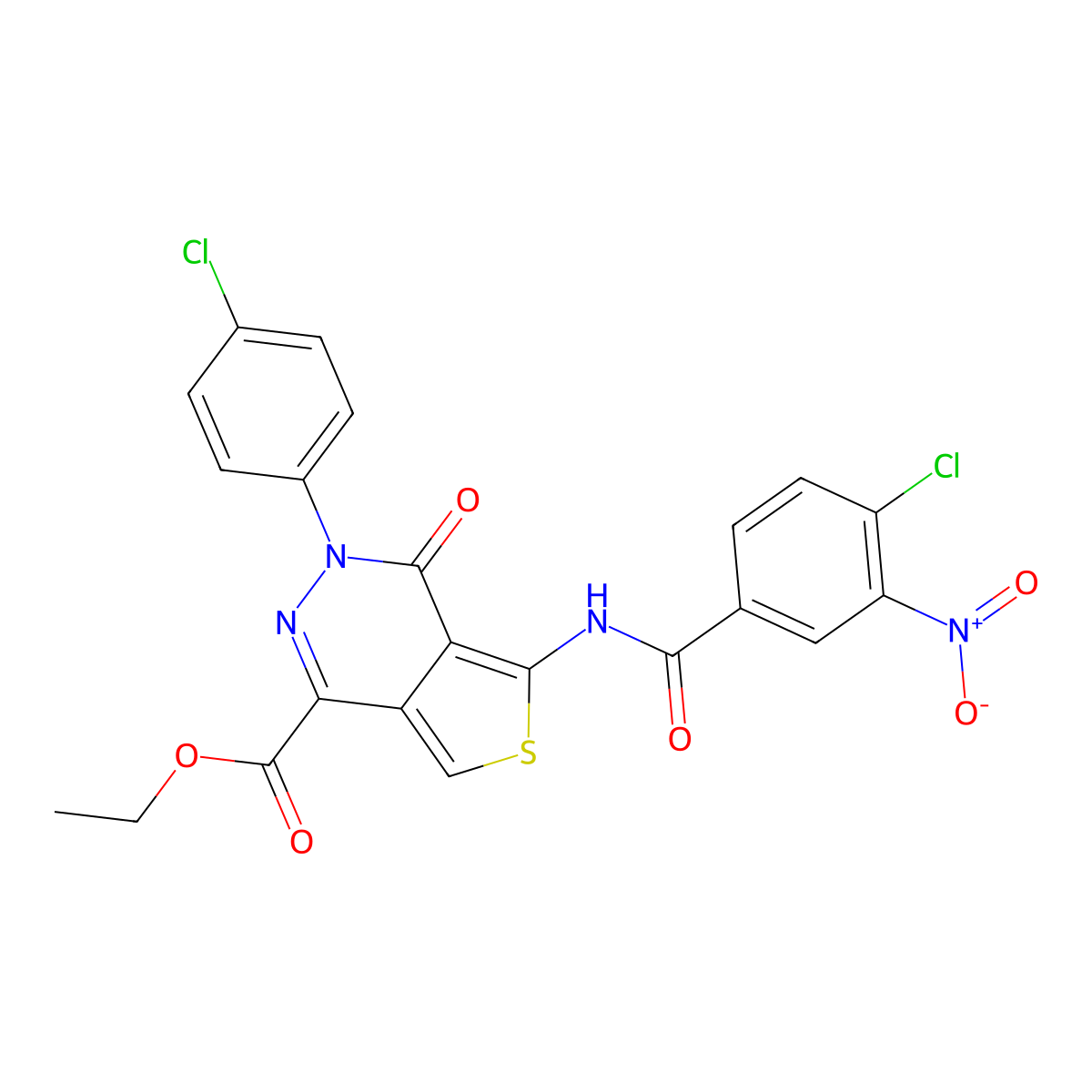 Ethyl 5-[(4-chloro-3-nitrobenzoyl)amino]-3-(4-chlorophenyl)-4-oxothieno[3,4-d]pyridazine-1-carboxylate molecular structure, CAS 851950-60-2