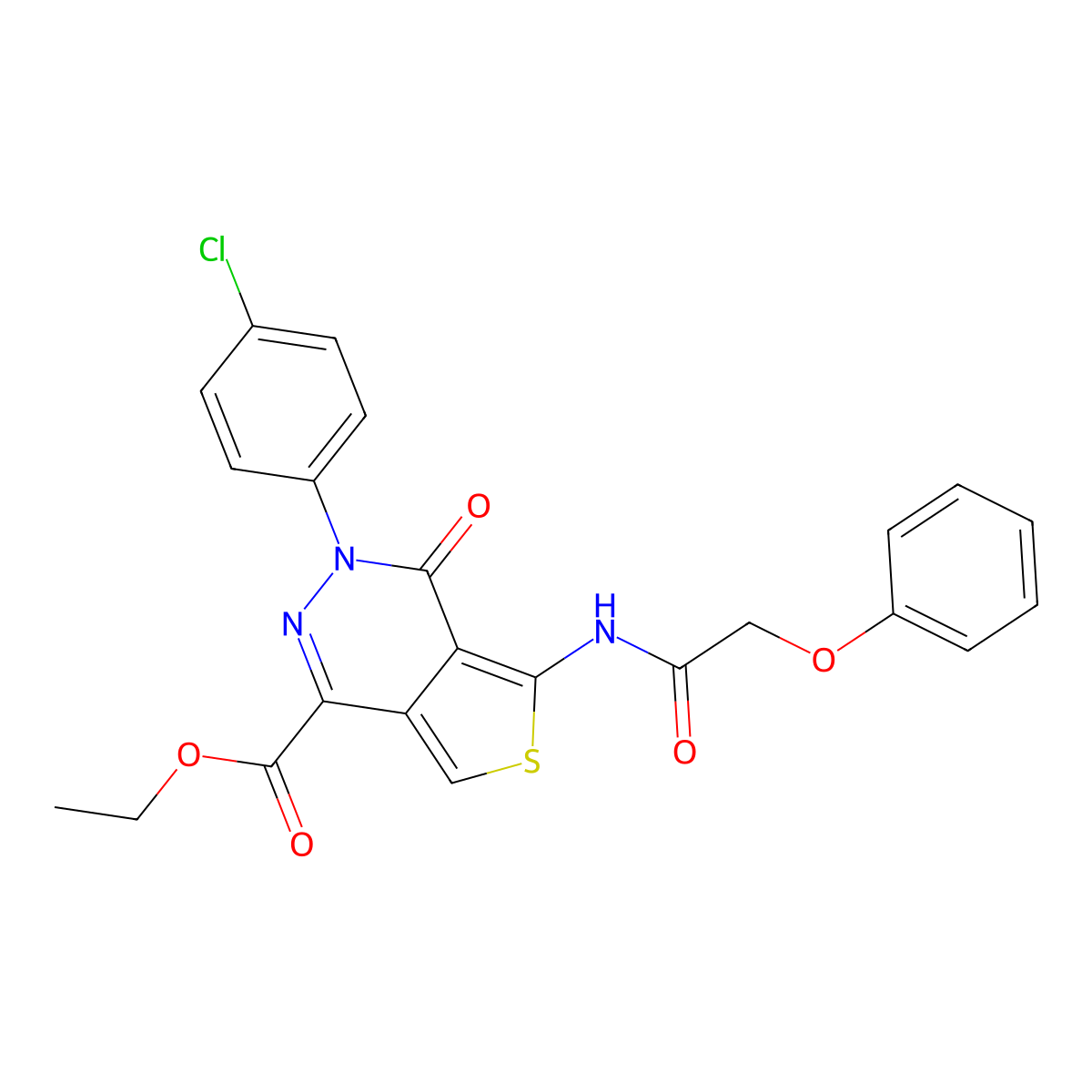 Ethyl 3-(4-chlorophenyl)-4-oxo-5-[(2-phenoxyacetyl)amino]thieno[3,4-d]pyridazine-1-carboxylate molecular structure, CAS 851950-69-1
