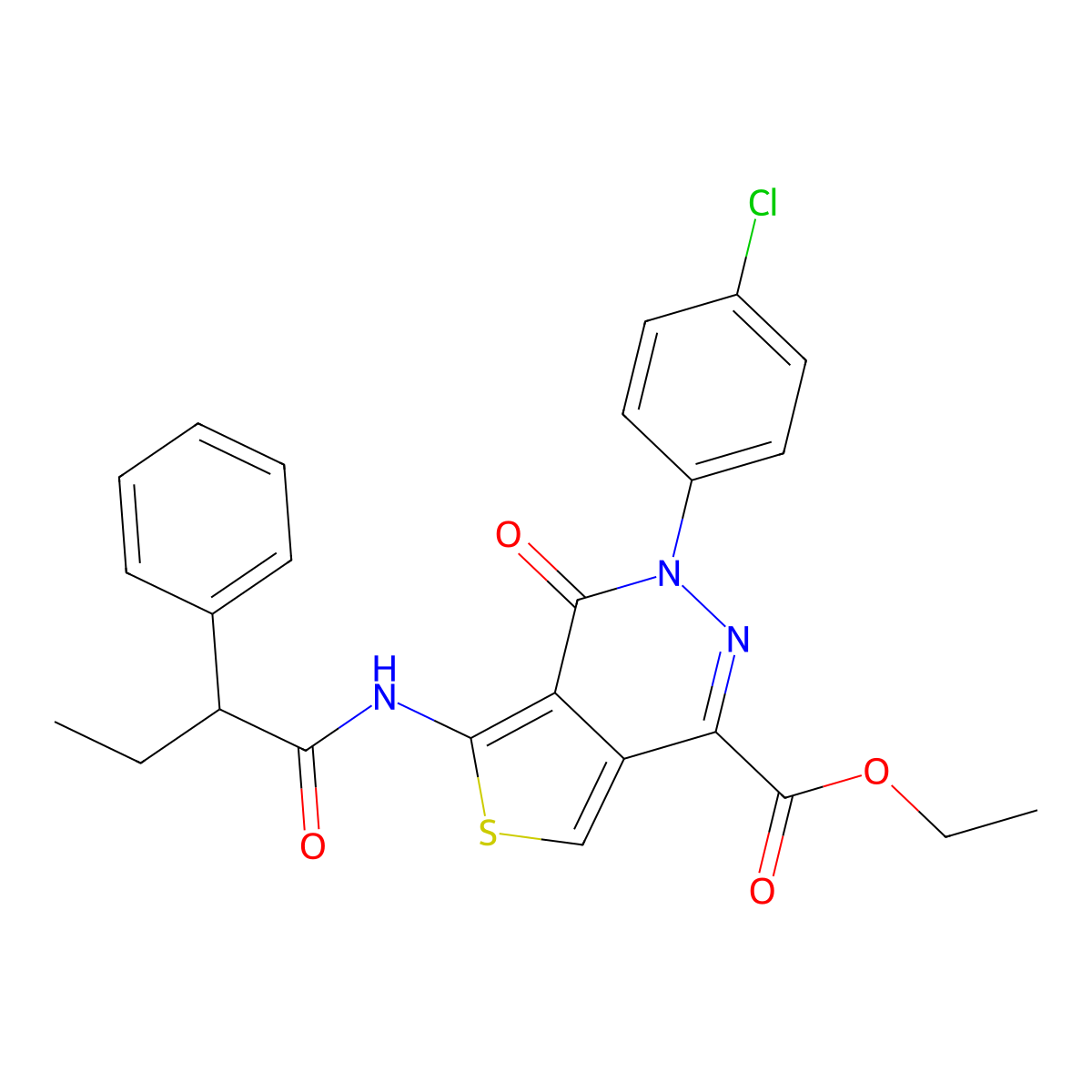 Ethyl 3-(4-chlorophenyl)-4-oxo-5-(2-phenylbutanamido)-3,4-dihydrothieno[3,4-d]pyridazine-1-carboxylate molecular structure, CAS 851950-81-7