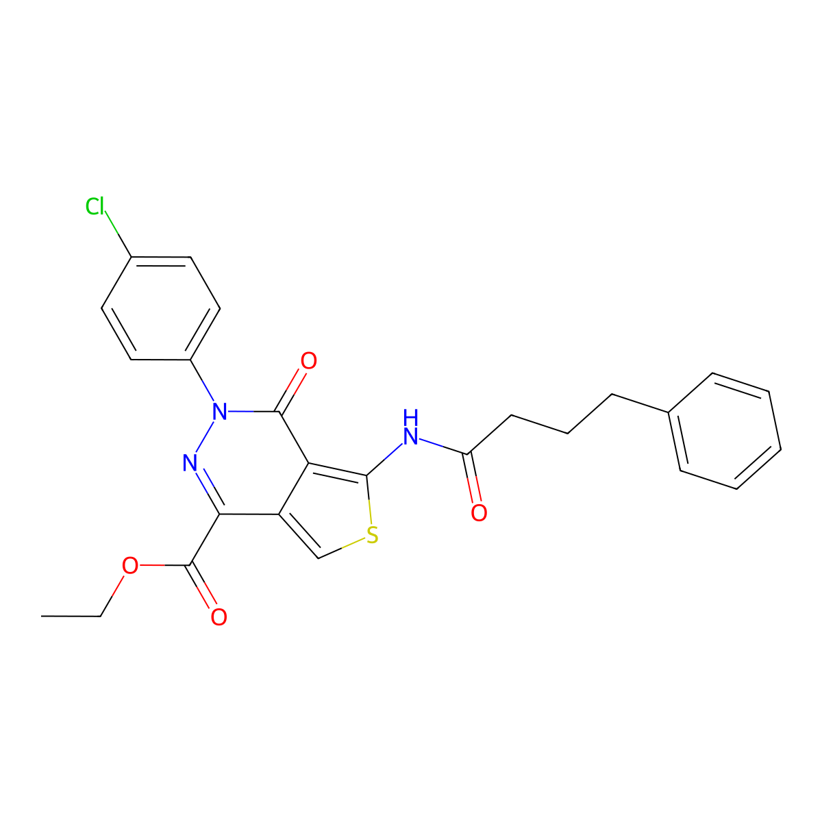 Ethyl 3-(4-chlorophenyl)-4-oxo-5-(4-phenylbutanamido)-3,4-dihydrothieno[3,4-d]pyridazine-1-carboxylate molecular structure, CAS 851950-84-0