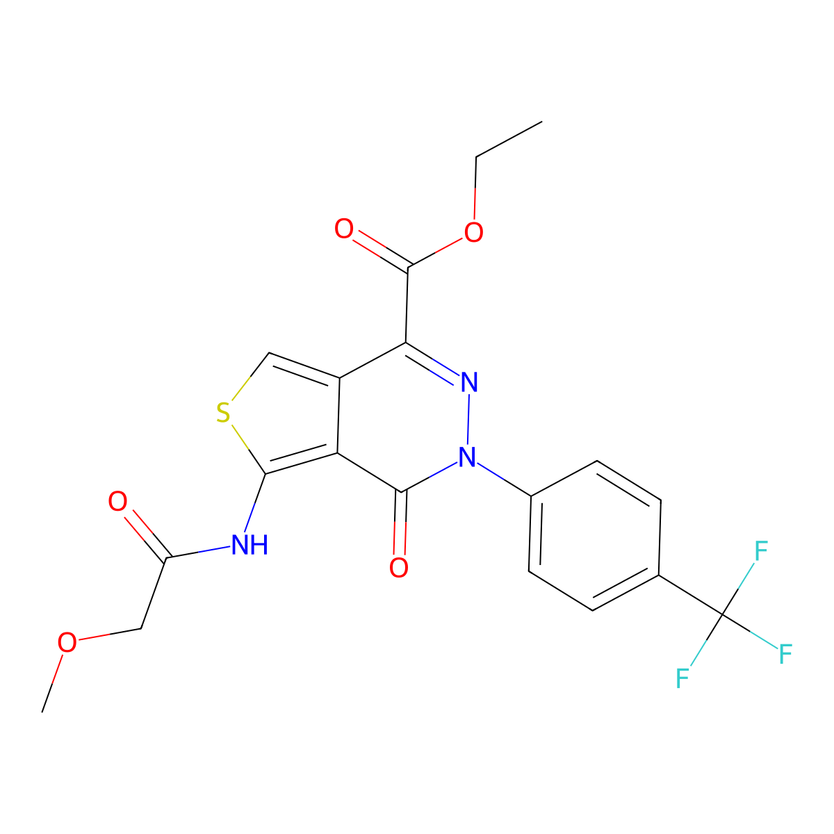 Ethyl 5-(2-methoxyacetamido)-4-oxo-3-(4-(trifluoromethyl)phenyl)-3,4-dihydrothieno[3,4-d]pyridazine-1-carboxylate molecular structure, CAS 851951-09-2