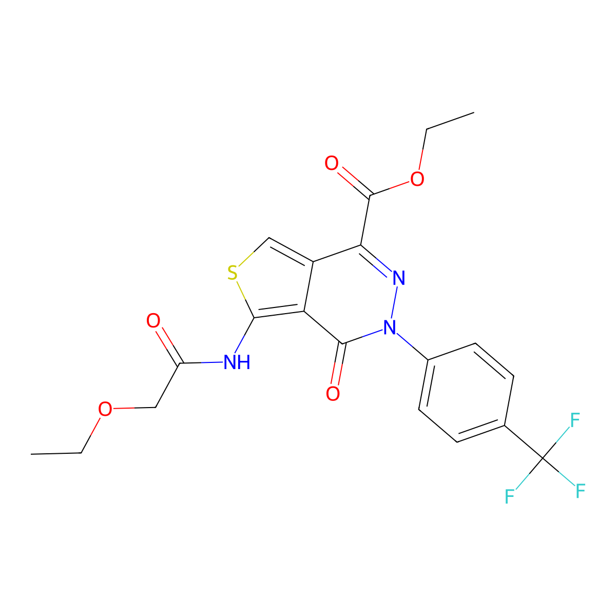 Ethyl 5-(2-ethoxyacetamido)-4-oxo-3-(4-(trifluoromethyl)phenyl)-3,4-dihydrothieno[3,4-d]pyridazine-1-carboxylate molecular structure, CAS 851951-10-5