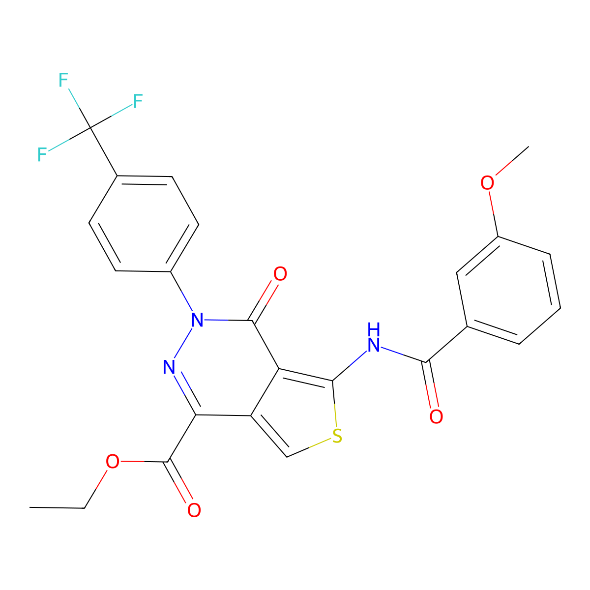 Ethyl 5-[(3-methoxybenzoyl)amino]-4-oxo-3-[4-(trifluoromethyl)phenyl]thieno[3,4-d]pyridazine-1-carboxylate molecular structure, CAS 851951-16-1