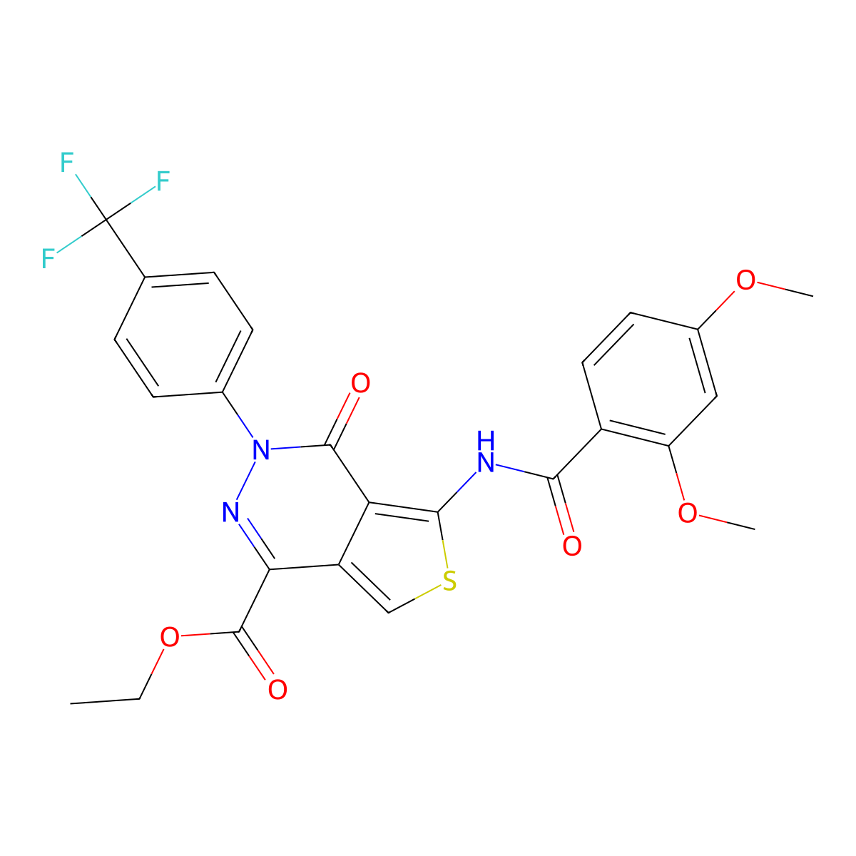 Ethyl 5-[(2,4-dimethoxybenzoyl)amino]-4-oxo-3-[4-(trifluoromethyl)phenyl]thieno[3,4-d]pyridazine-1-carboxylate molecular structure, CAS 851951-19-4