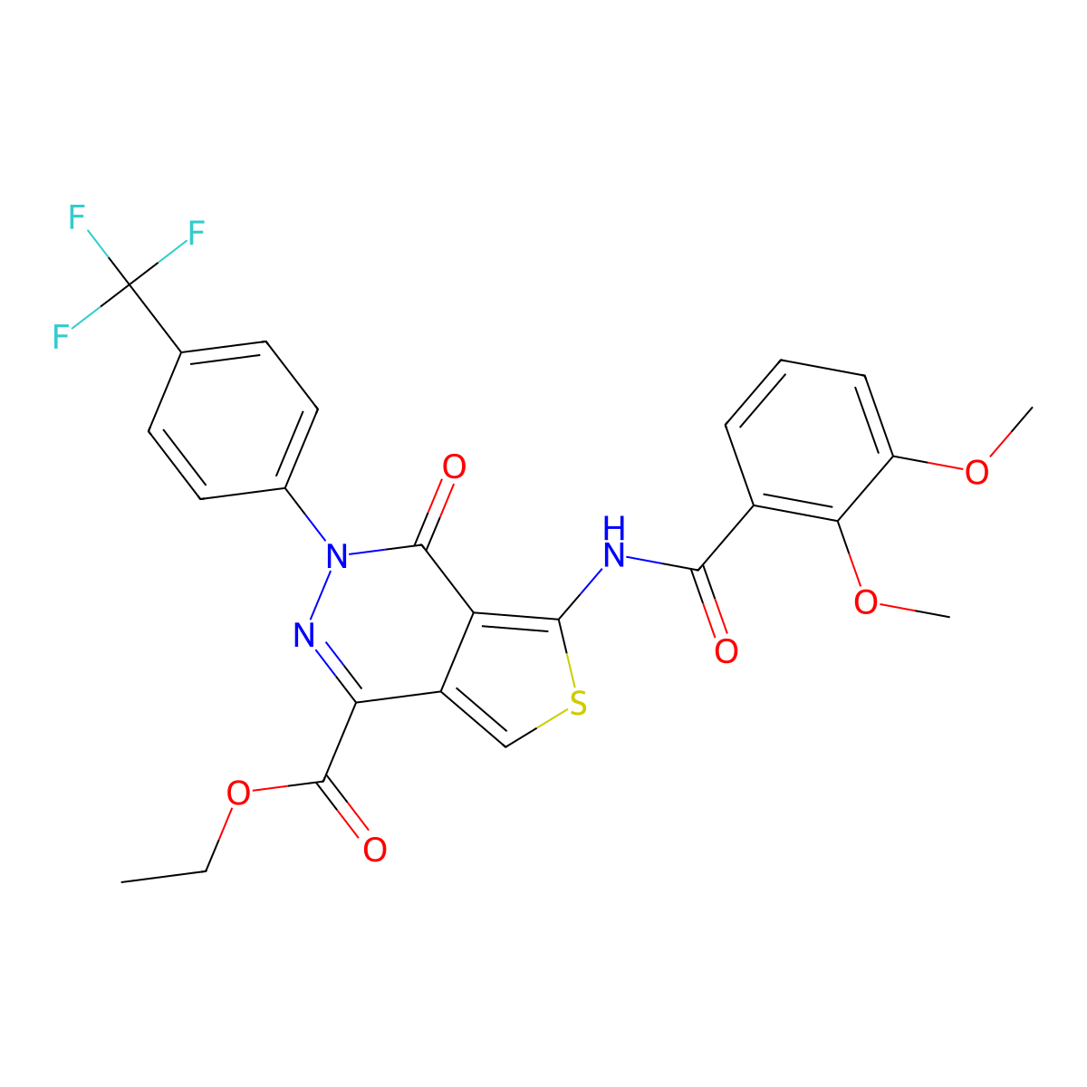 Ethyl 5-(2,3-dimethoxybenzamido)-4-oxo-3-(4-(trifluoromethyl)phenyl)-3,4-dihydrothieno[3,4-d]pyridazine-1-carboxylate molecular structure, CAS 851951-21-8