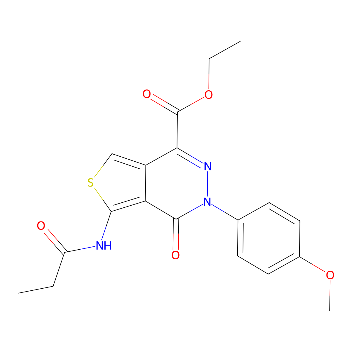 Ethyl 3-(4-methoxyphenyl)-4-oxo-5-(propanoylamino)thieno[3,4-d]pyridazine-1-carboxylate molecular structure, CAS 851951-50-3