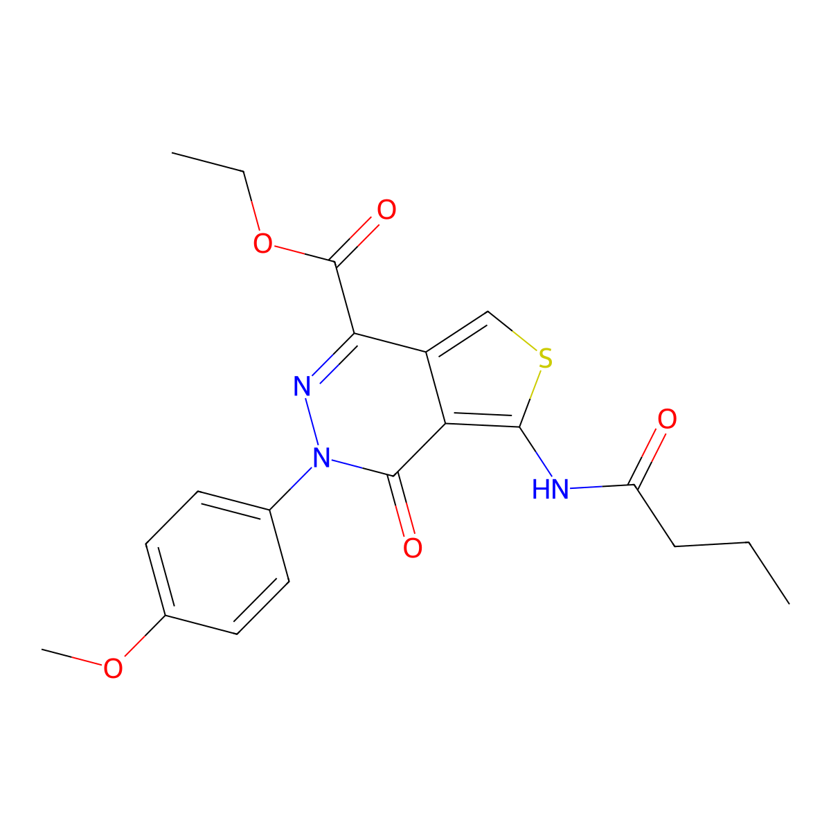 Ethyl 5-butyramido-3-(4-methoxyphenyl)-4-oxo-3,4-dihydrothieno[3,4-d]pyridazine-1-carboxylate molecular structure, CAS 851951-51-4
