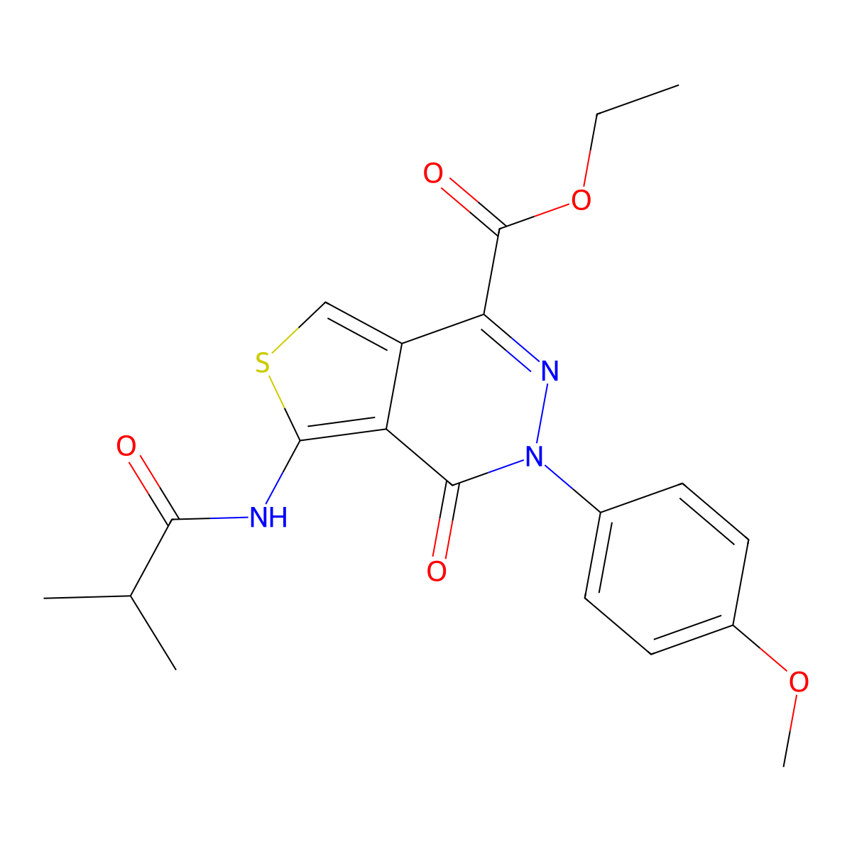 Ethyl 5-isobutyramido-3-(4-methoxyphenyl)-4-oxo-3,4-dihydrothieno[3,4-d]pyridazine-1-carboxylate molecular structure, CAS 851951-52-5