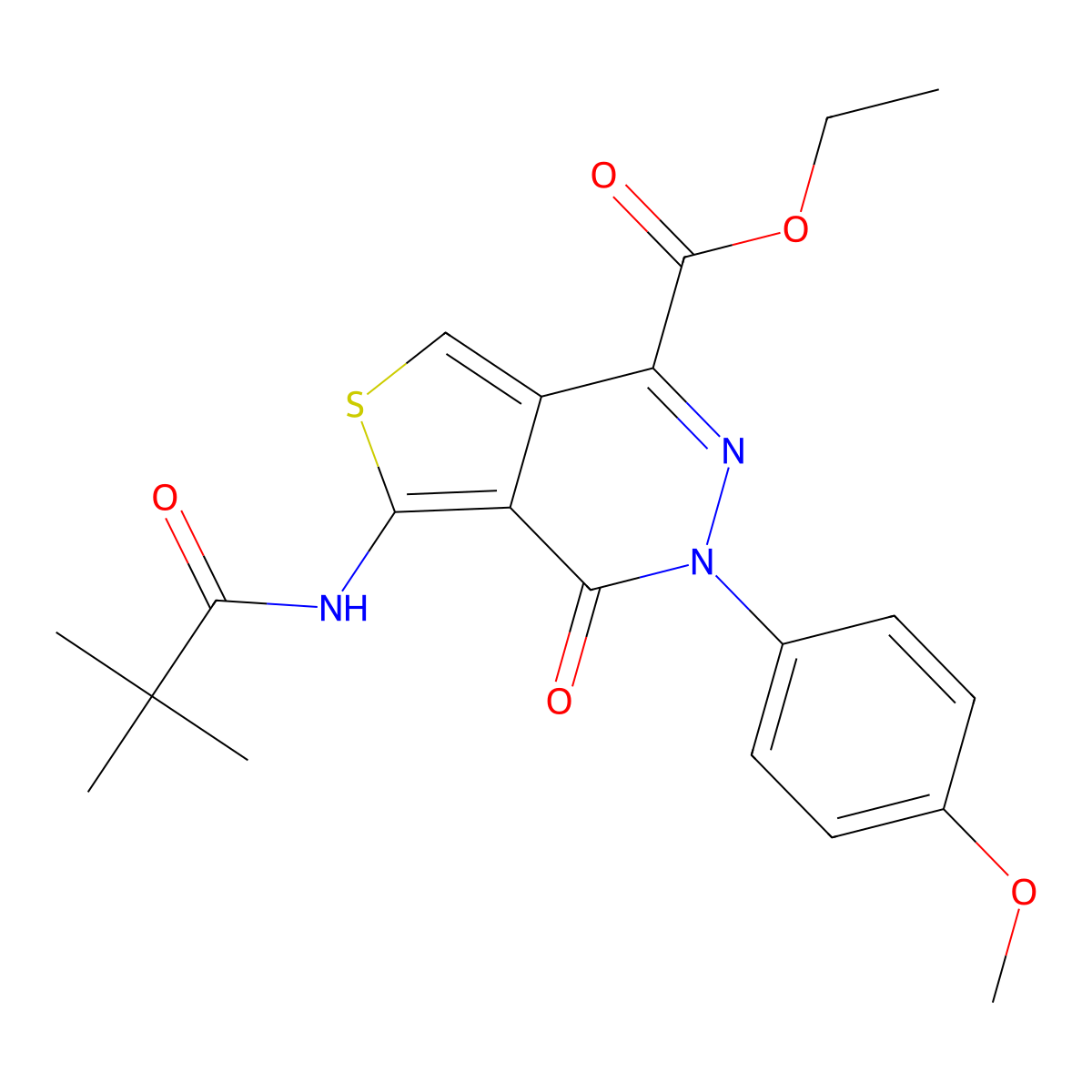 Ethyl 3-(4-methoxyphenyl)-4-oxo-5-pivalamido-3,4-dihydrothieno[3,4-d]pyridazine-1-carboxylate molecular structure, CAS 851951-54-7