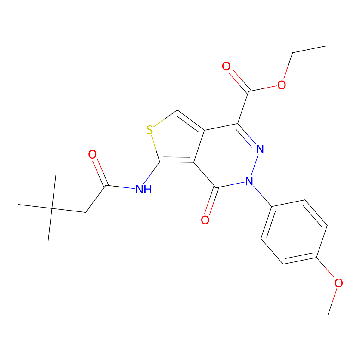 Ethyl 5-(3,3-dimethylbutanamido)-3-(4-methoxyphenyl)-4-oxo-3,4-dihydrothieno[3,4-d]pyridazine-1-carboxylate molecular structure, CAS 851951-56-9