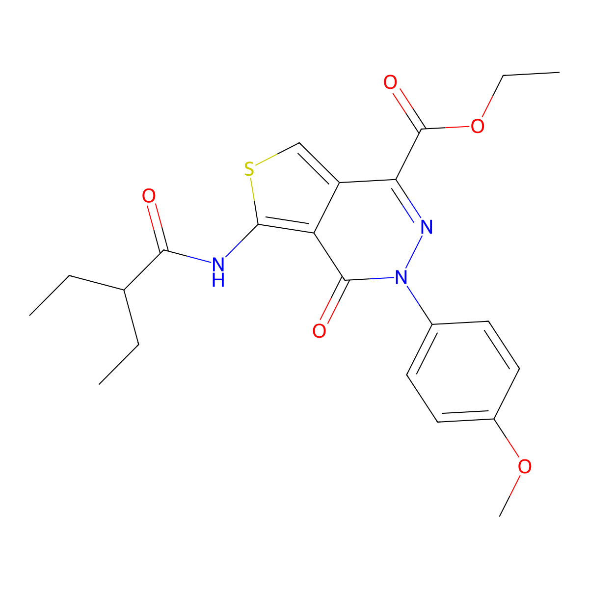 Ethyl 5-(2-ethylbutanamido)-3-(4-methoxyphenyl)-4-oxo-3,4-dihydrothieno[3,4-d]pyridazine-1-carboxylate molecular structure, CAS 851951-57-0