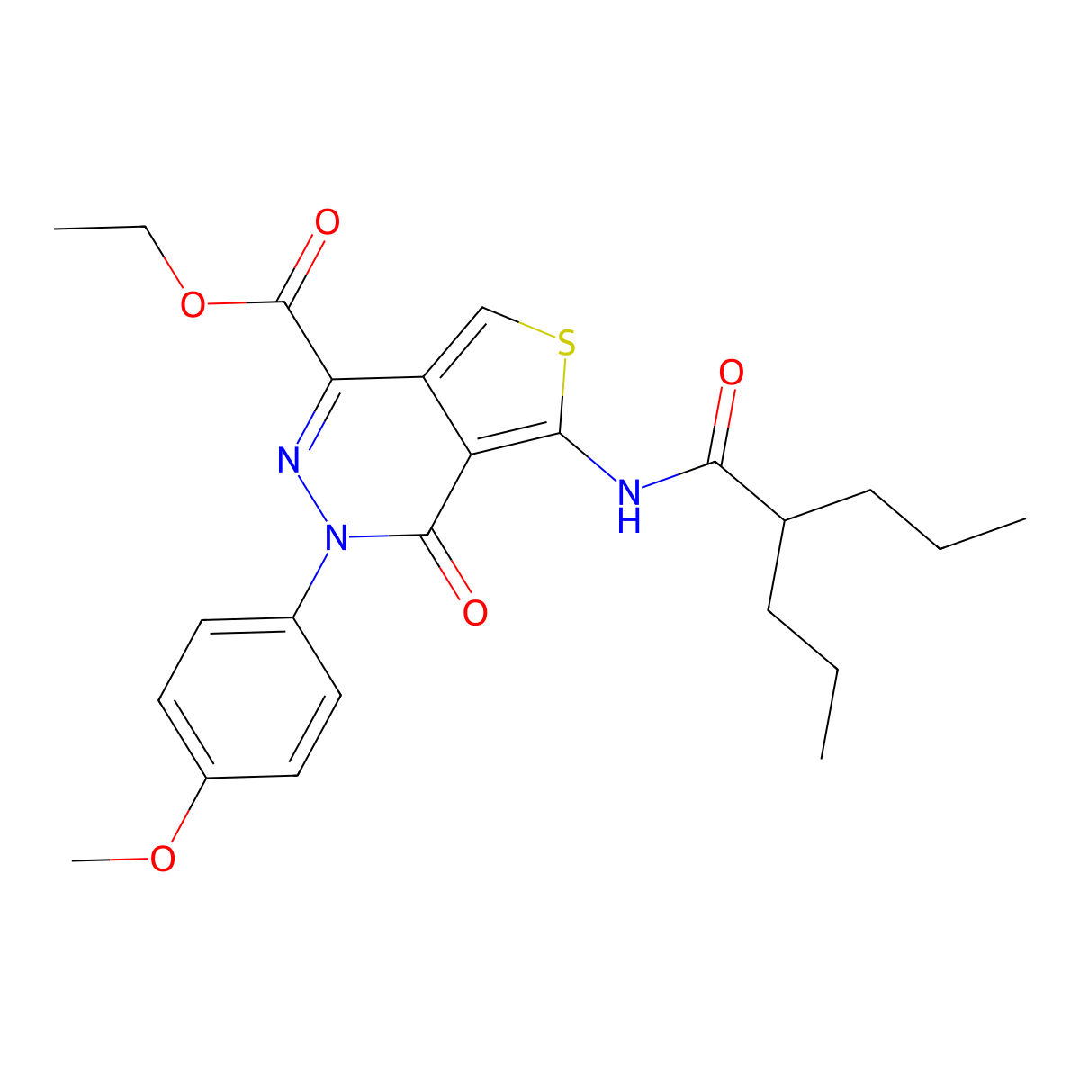 Ethyl 3-(4-methoxyphenyl)-4-oxo-5-(2-propylpentanoylamino)thieno[3,4-d]pyridazine-1-carboxylate molecular structure, CAS 851951-58-1