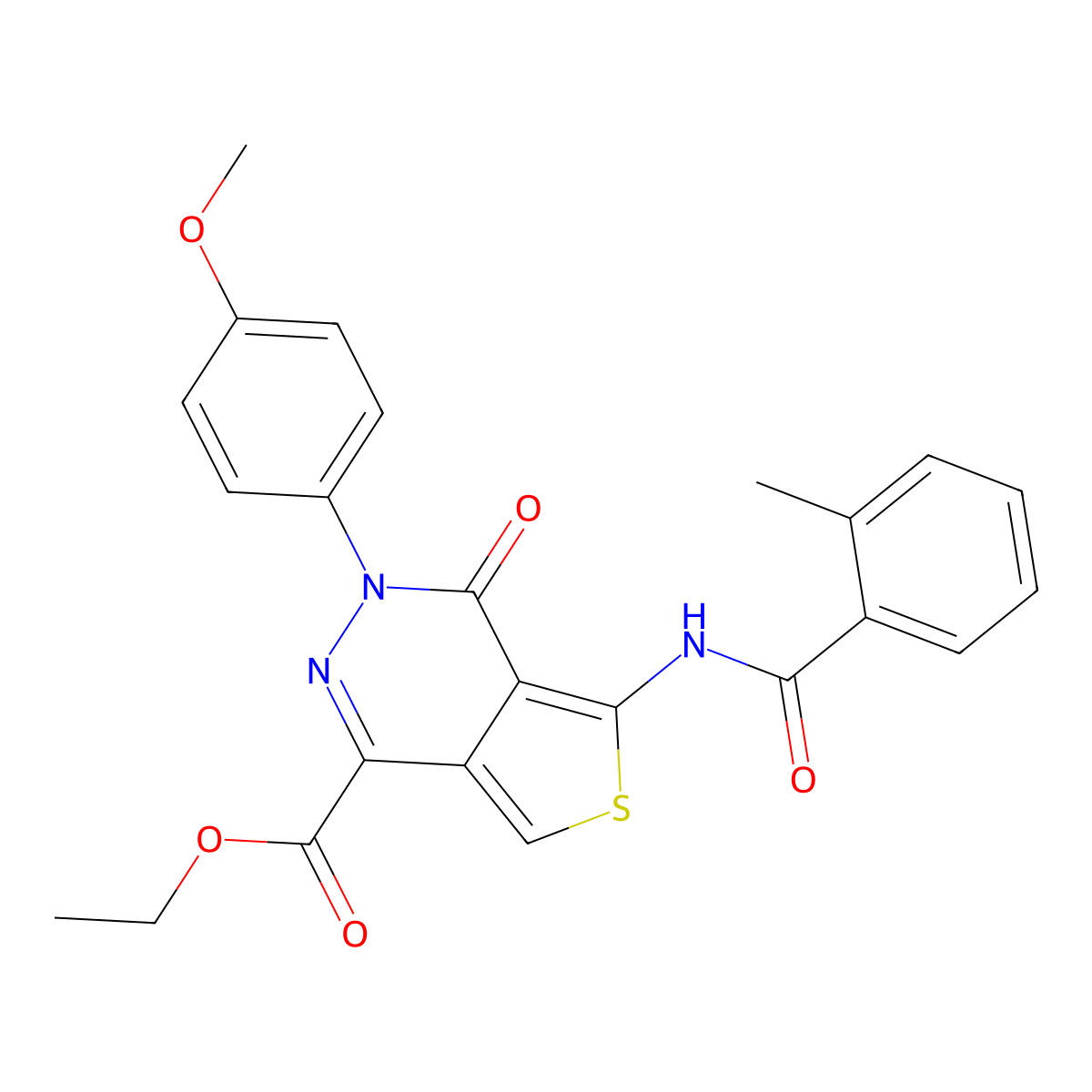 Ethyl 3-(4-methoxyphenyl)-5-(2-methylbenzamido)-4-oxo-3,4-dihydrothieno[3,4-d]pyridazine-1-carboxylate molecular structure, CAS 851951-74-1