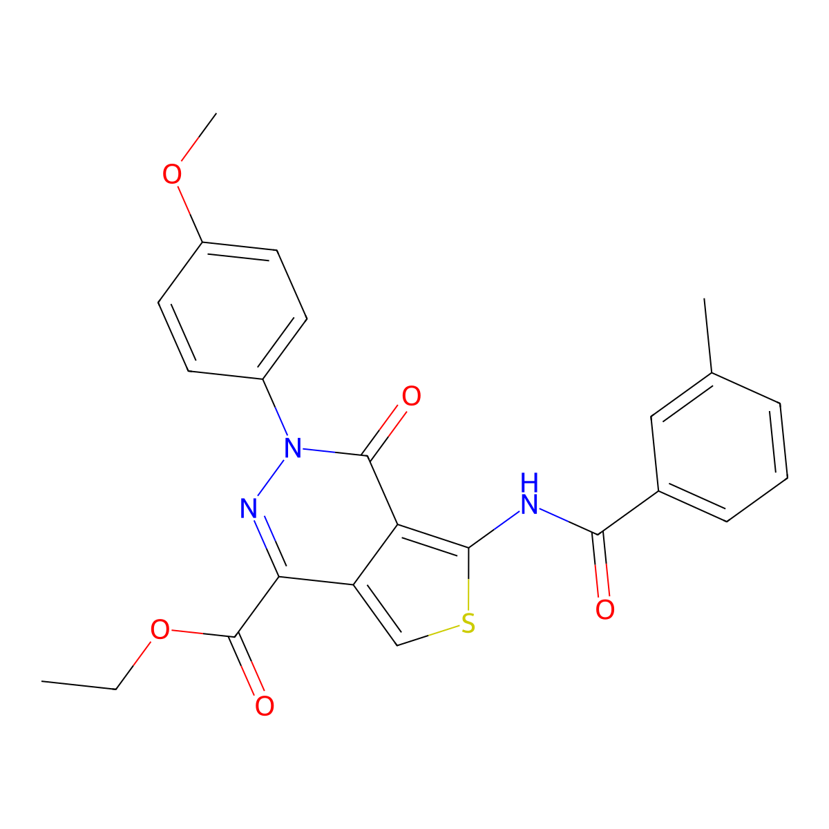 Ethyl 3-(4-methoxyphenyl)-5-[(3-methylbenzoyl)amino]-4-oxothieno[3,4-d]pyridazine-1-carboxylate molecular structure, CAS 851951-75-2