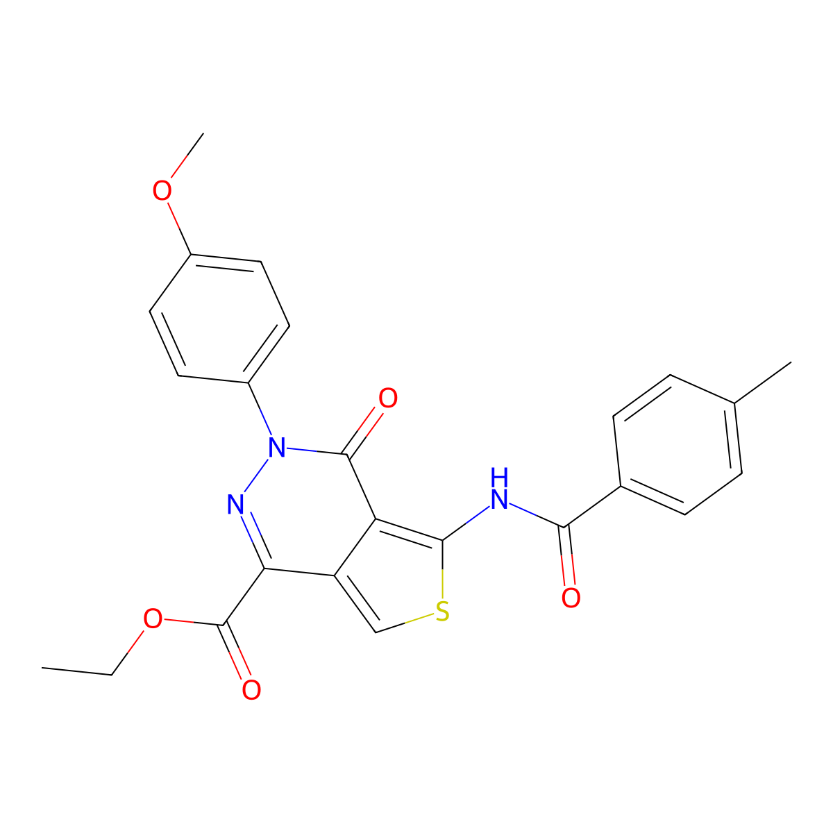 Ethyl 3-(4-methoxyphenyl)-5-(4-methylbenzamido)-4-oxo-3,4-dihydrothieno[3,4-d]pyridazine-1-carboxylate molecular structure, CAS 851951-76-3