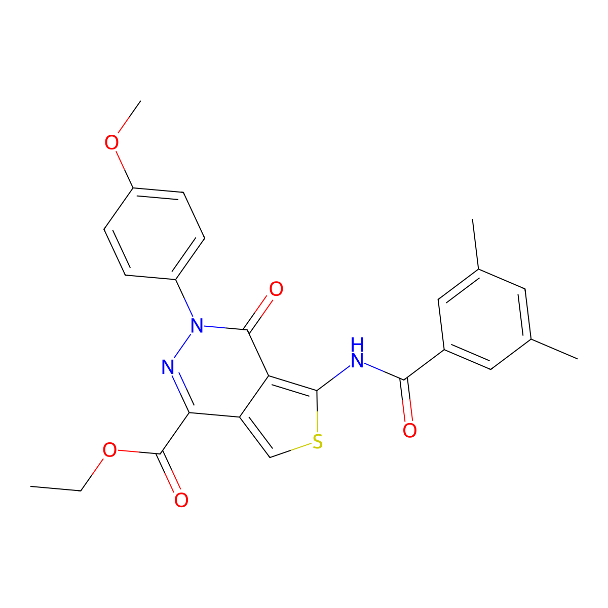 Ethyl 5-[(3,5-dimethylbenzoyl)amino]-3-(4-methoxyphenyl)-4-oxothieno[3,4-d]pyridazine-1-carboxylate molecular structure, CAS 851951-77-4