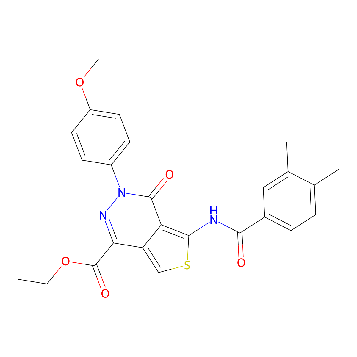 Ethyl 5-(3,4-dimethylbenzamido)-3-(4-methoxyphenyl)-4-oxo-3,4-dihydrothieno[3,4-d]pyridazine-1-carboxylate molecular structure, CAS 851951-78-5