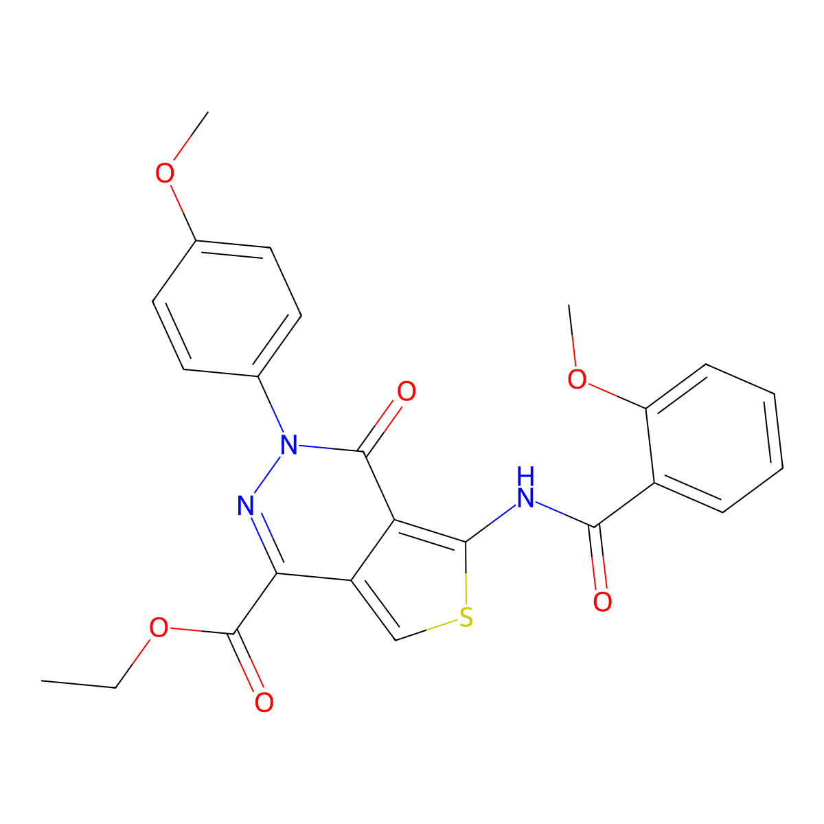 Ethyl 5-[(2-methoxybenzoyl)amino]-3-(4-methoxyphenyl)-4-oxothieno[3,4-d]pyridazine-1-carboxylate molecular structure, CAS 851951-79-6