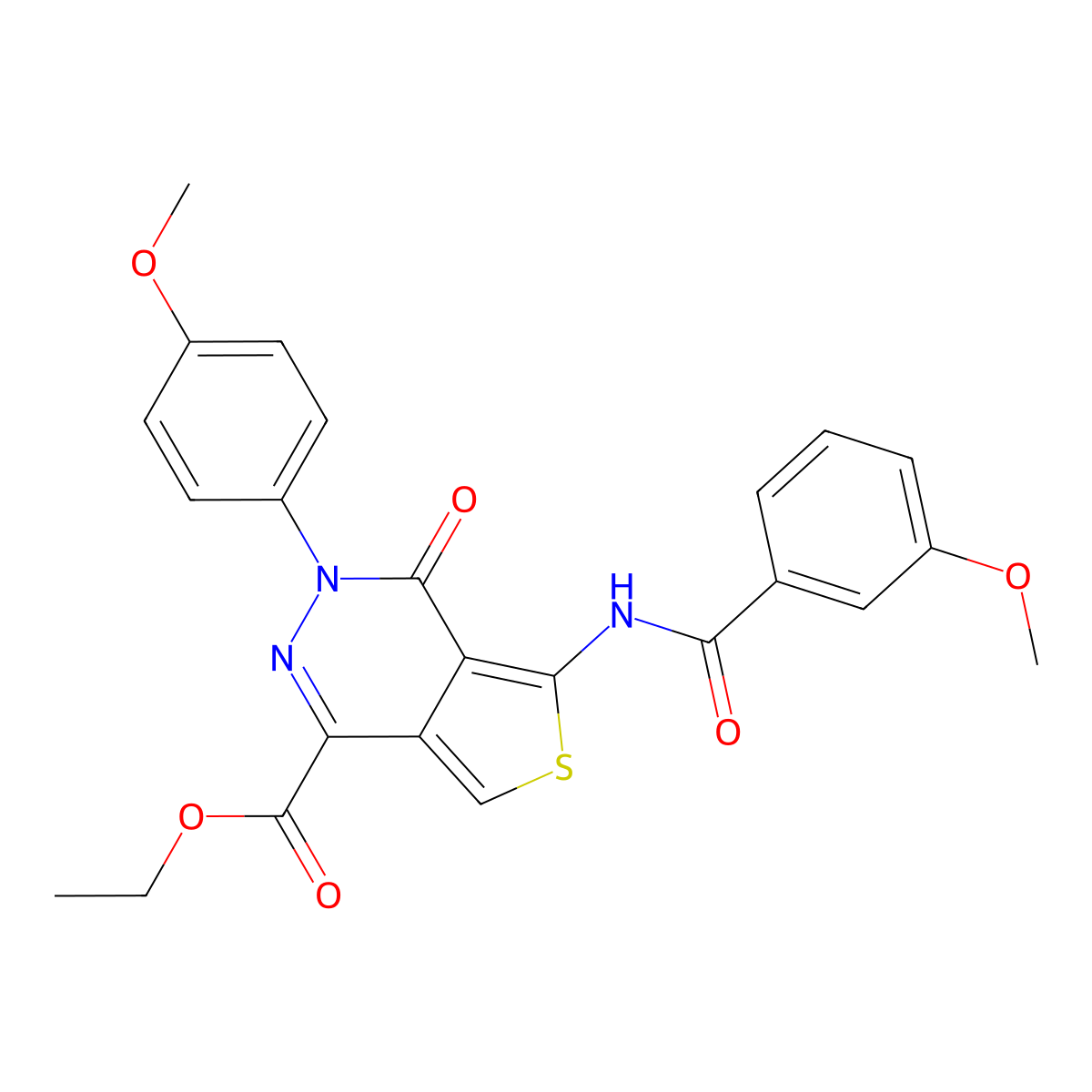 Ethyl 5-[(3-methoxybenzoyl)amino]-3-(4-methoxyphenyl)-4-oxothieno[3,4-d]pyridazine-1-carboxylate molecular structure, CAS 851951-80-9